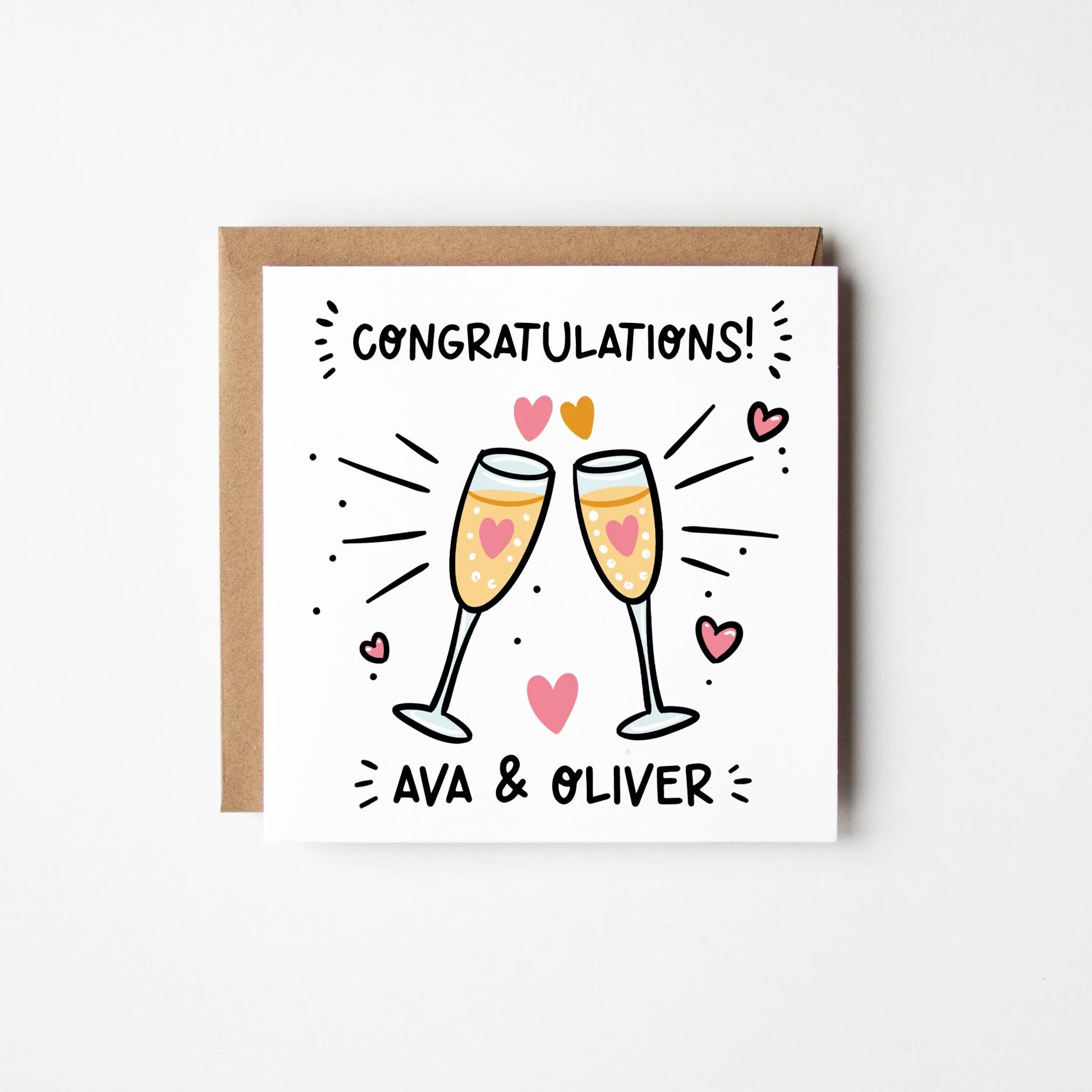 Congratulations Card a?�� Personalised Engagement Card a?�� Personalised Wedding Card a?�� Celebration Card