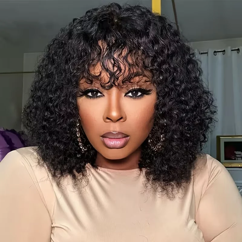 2 Wigs=$119 | 8 Inches 4X4 Lace Straight Wig & 10 Inches Curly Machine Made Wig