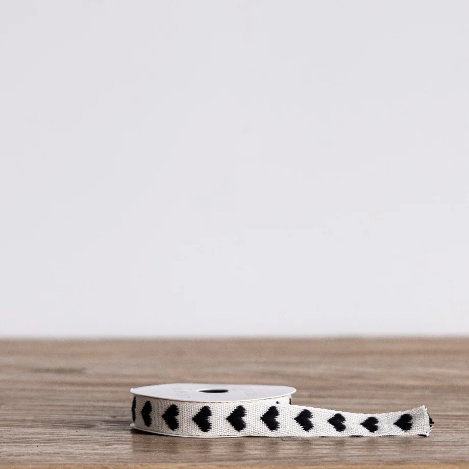 Black Hearts Woven Ribbon