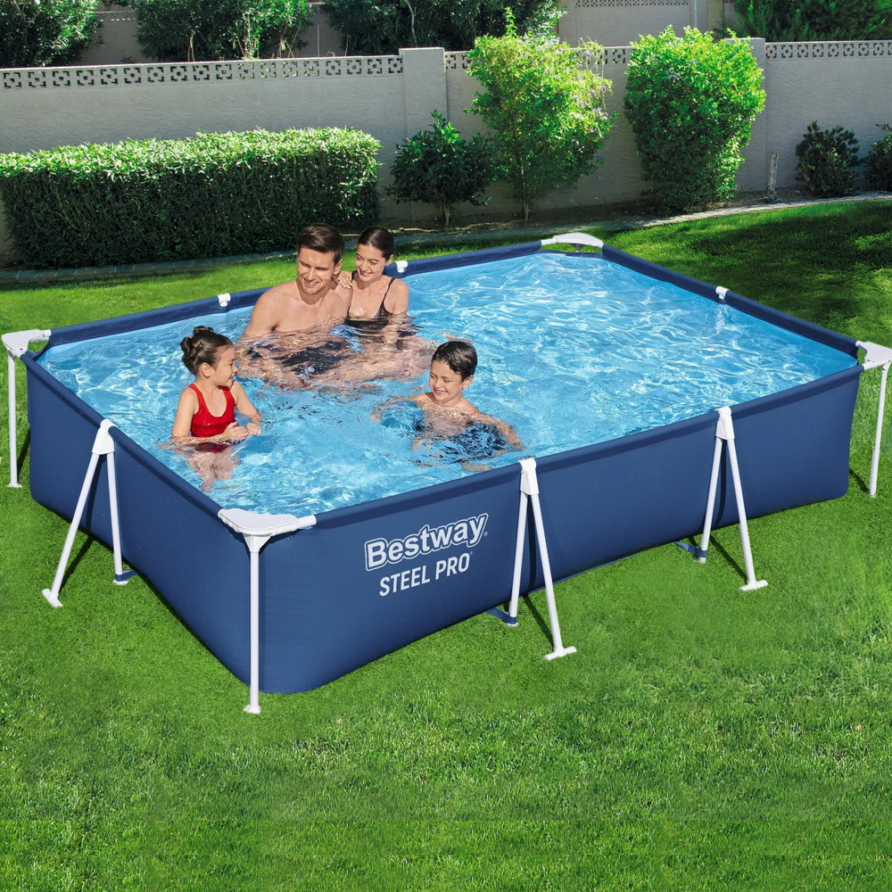 Schwimmbecken mit rostbeständigem Stahlrahmen und Filterpumpe – Bestway