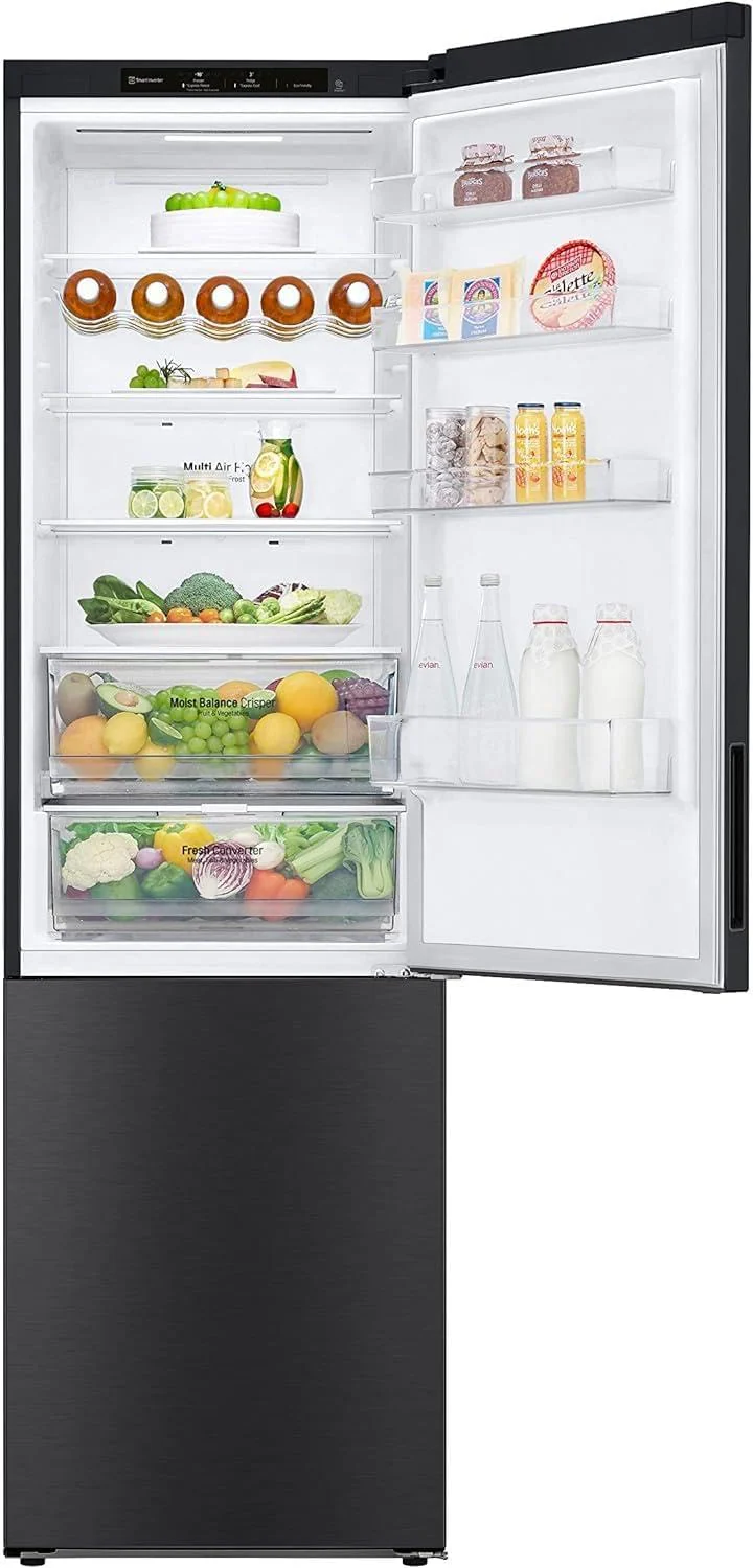 LG GBV22NCCEP Kühl-/Gefrierkombination – Smart Inverter Compressor, Total No Frost, Modern Flat Door Design, Matt Schwarz Metallic, Energieeffizienz A