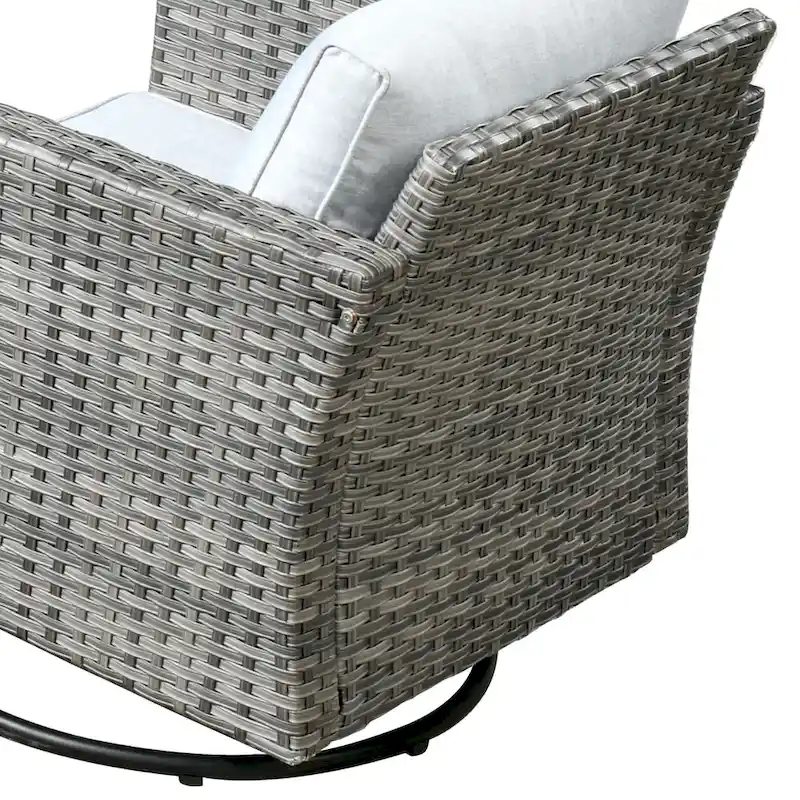 HOOOWOOO 8-piece Rattan Wicker Patio Furniture Set with Fire Pit