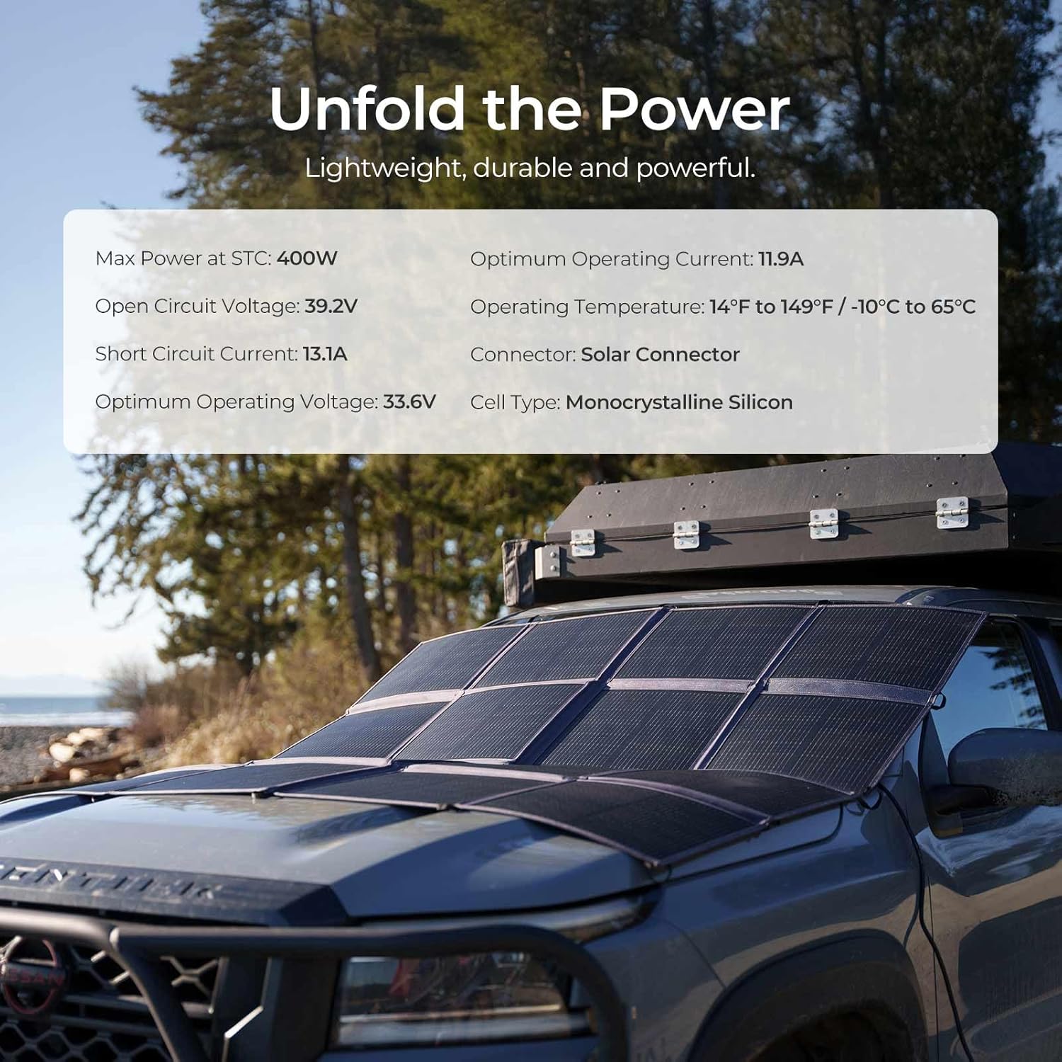 Renogy 400W Portable Solar Panel Blanket  25% High Efficiency N-Type Foldable Solar Panel Charger for Power Station Lightweight 16-Fold Space Save  Fast Setup for Camping  RV  Pickup  Marine Off-Grid