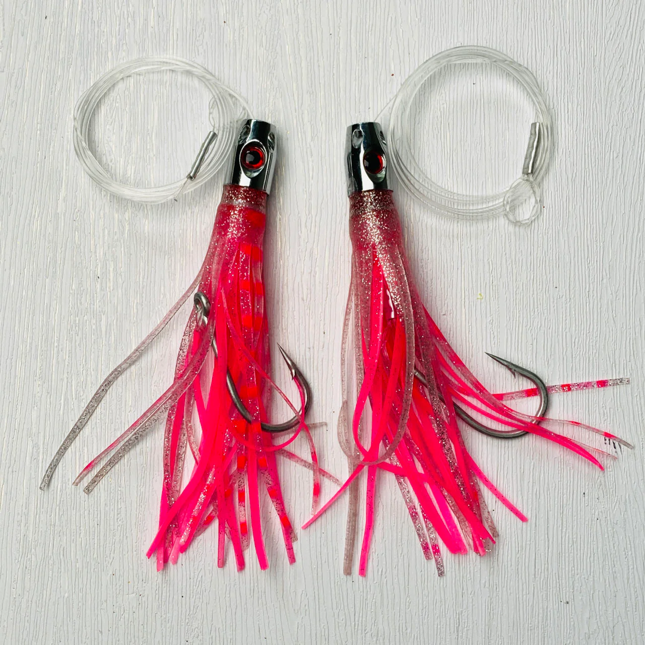 2pcs Jet Head Rigged skirts  150lb premium mono leader, 6/0 PS steel hook PINK