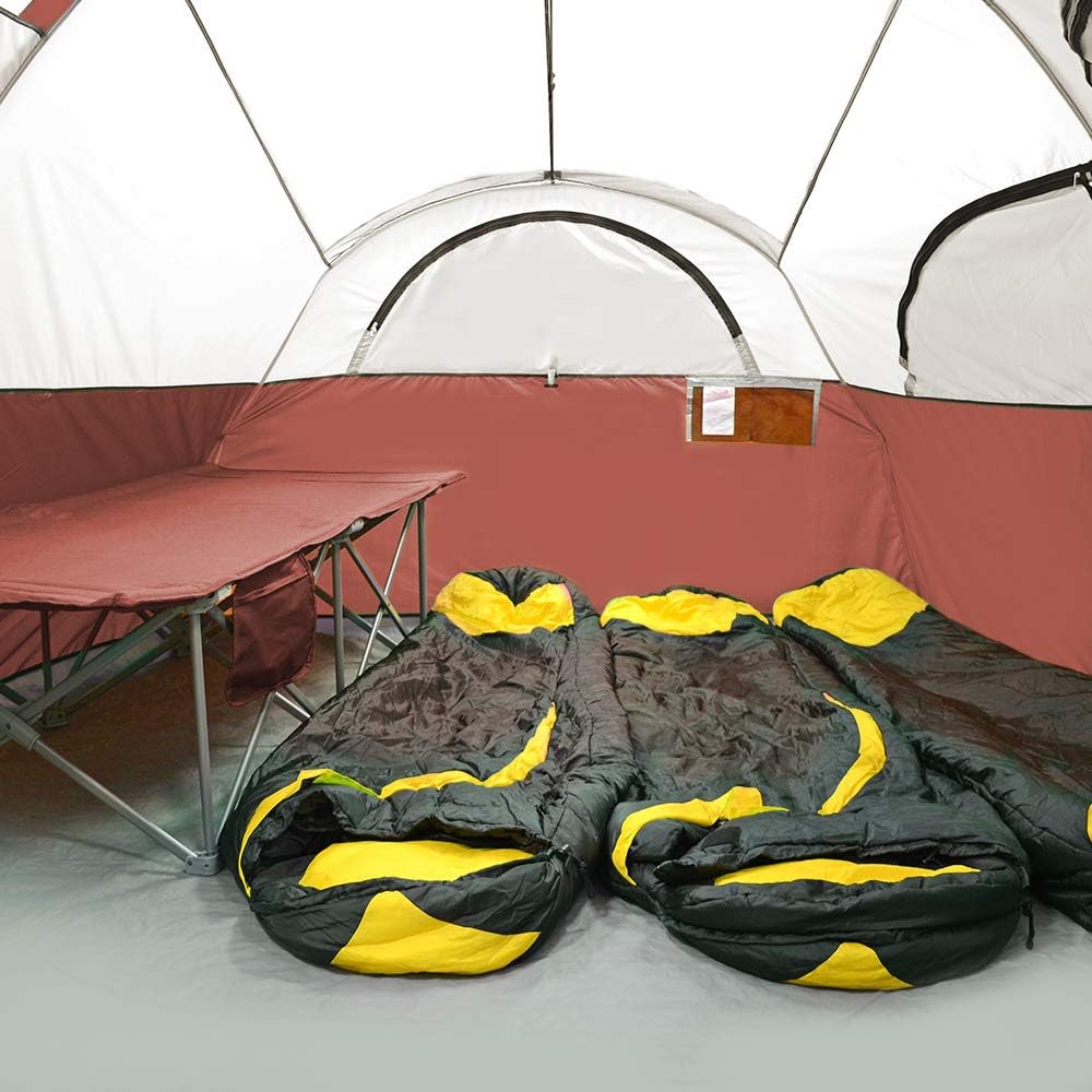 CAMPROS CP Tent 12-Person-Camping-Tents,3 Room Family Tents,Waterproof Windproof Family Tent with Top Rainfly,6 Large Mesh Windows,Double Layer,Easy Set Up, Portable with Carry Bag-20' x 9' x 72