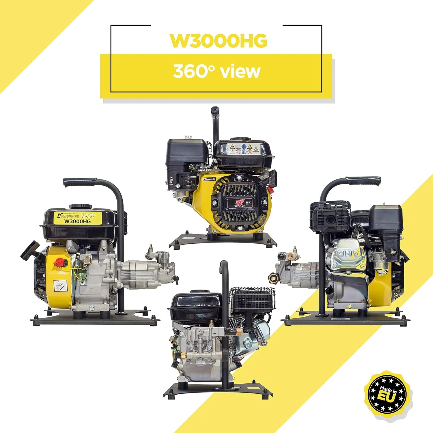 ✦ Idropulitrice a benzina 3000 PSI ✦ Motore a benzina 196cc Portatile W3000HG ✦ Pulitore per auto e patio ad alte prestazioni e qualità premium