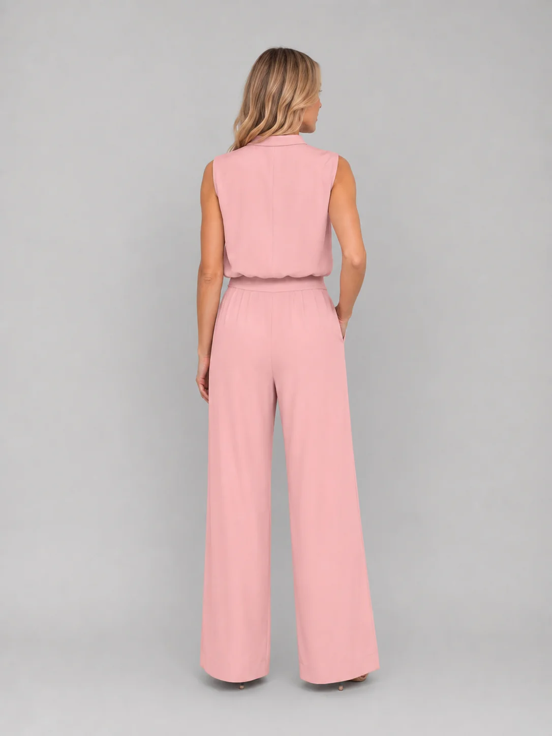 Women��s Two-Piece Sleeveless Co-Ord Set Wide Leg Trousers