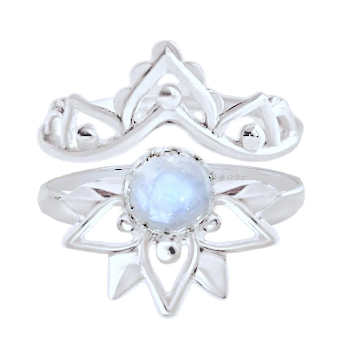 Laihas Inflorescence Boho Moonstone Ring Set