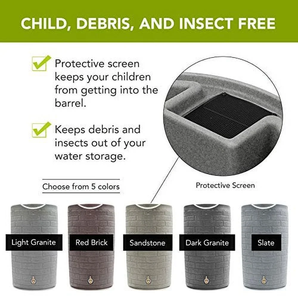 Good Ideas IMP-D50-DAR Impressions Downton Rain Saver Rain Barrel, 50 Gallon, Dark Granite