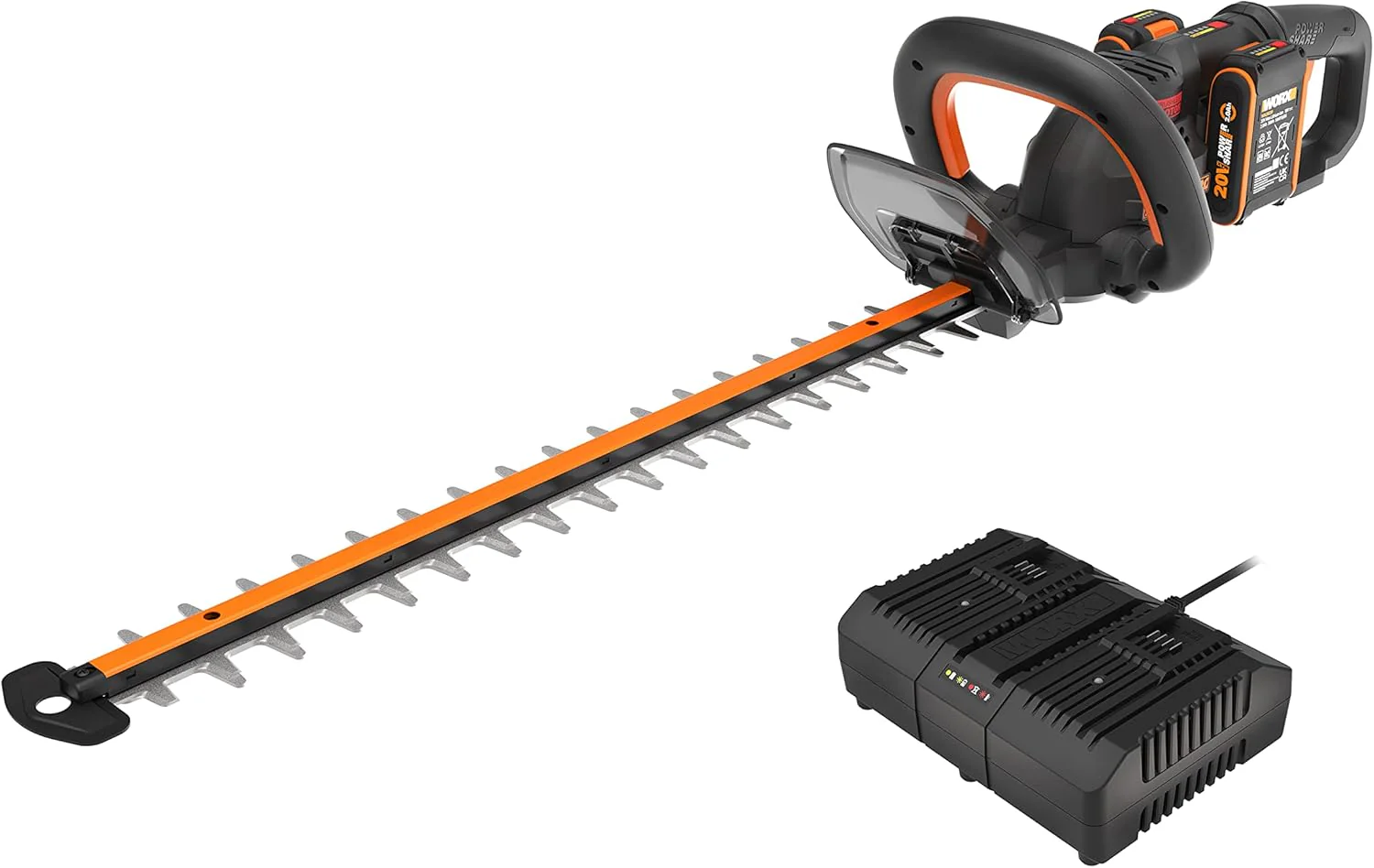 WORX WG286E.9 Nitro Tagliasiepi a batteria professionale 40V – taglio preciso anche ad angoli difficili – potente motore brushless – lunghezza di taglio 58cm – distanza tra i denti 27mm – senza batteria e caricabatterie