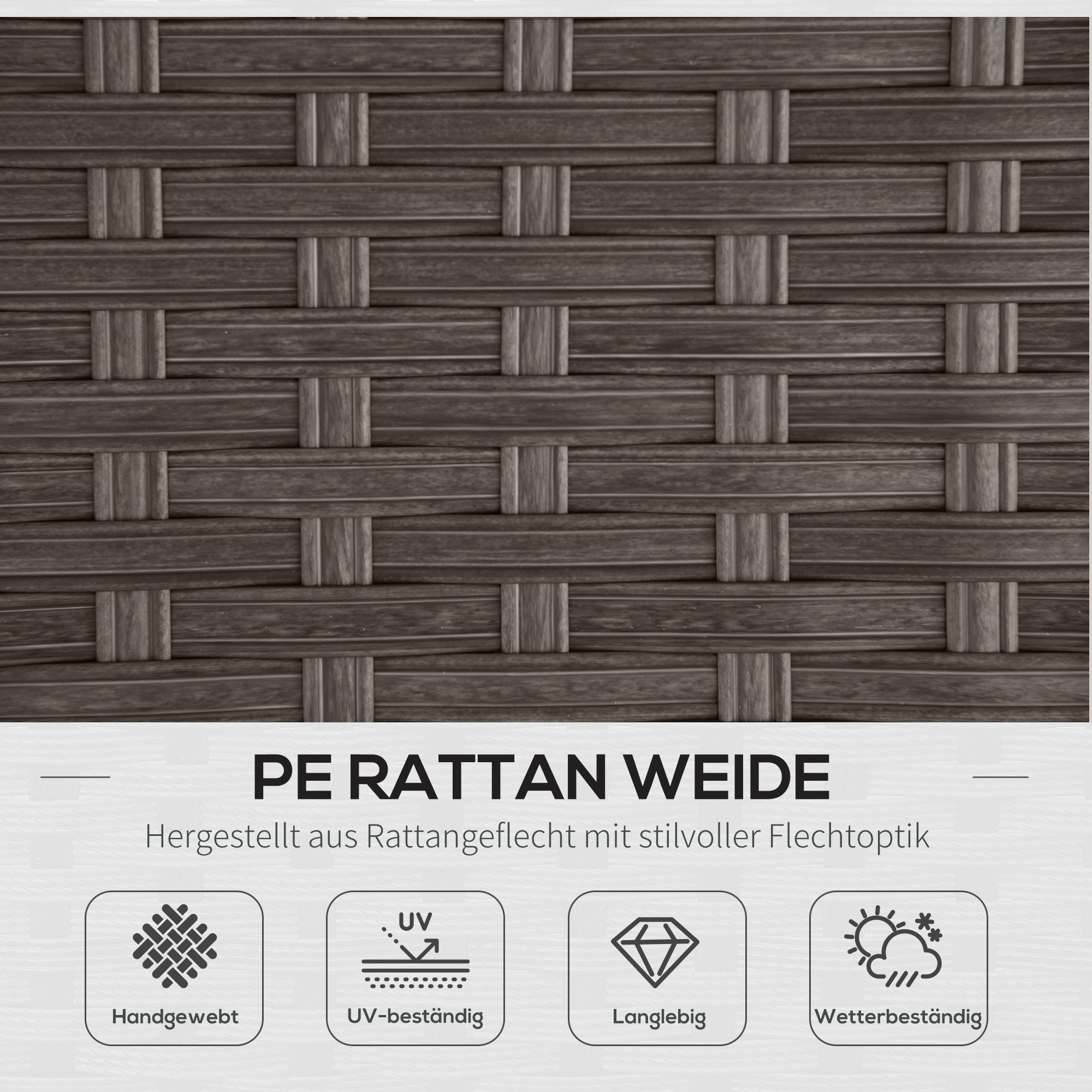 Outsunny poly-rotan zitset 10-delige zitgroep tuinset bankstel tuinmeubelen