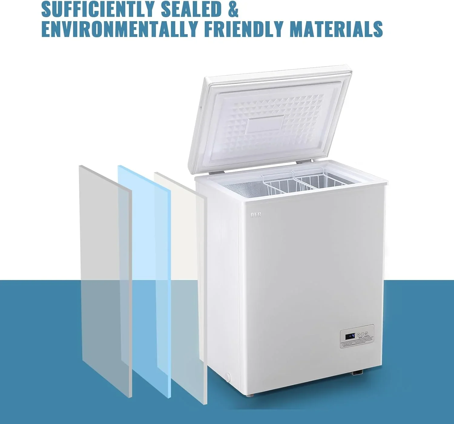 Chest Freezer 5.0Cubic Feet Deep Freezer Freestanding Freezers 2 Removable Stainless Steel Basket