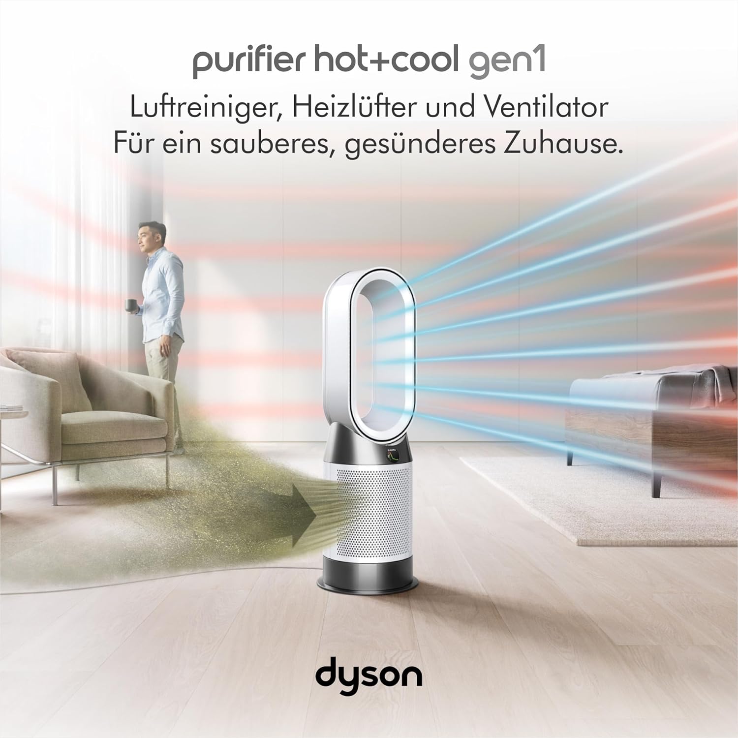 Purifier Hot+Cool™ Gen1 HP10 Luftreiniger und Heizventilator – Luftreinigung, Heiz- und Kühlfunktion (Silber) Ventilator, Luftreiniger + Heizlüfter