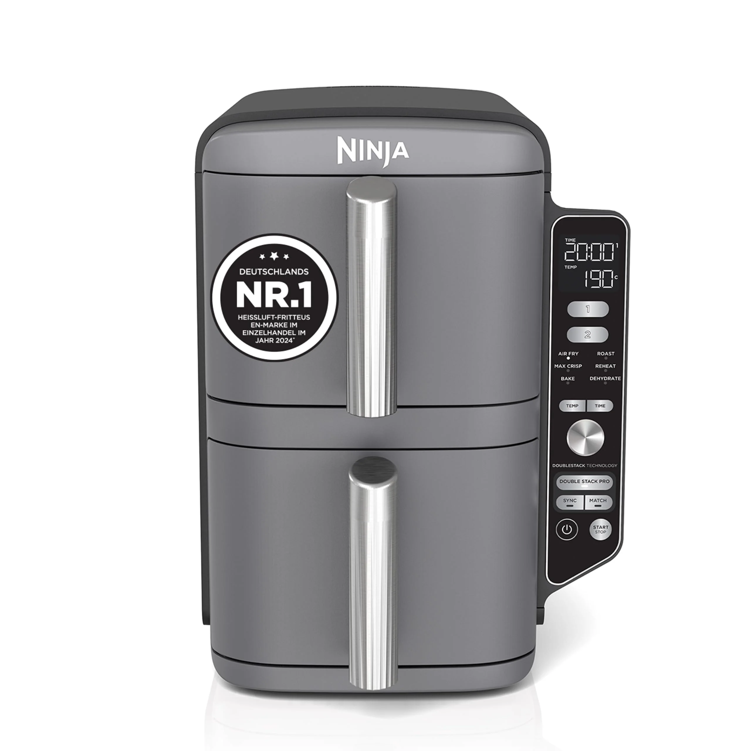 Ninja SL400EUCP Double Stack Heißluftfritteuse 9,5L – 4 Ebenen, 6 Funktionen, 2470W, Kupfer/Schwarz