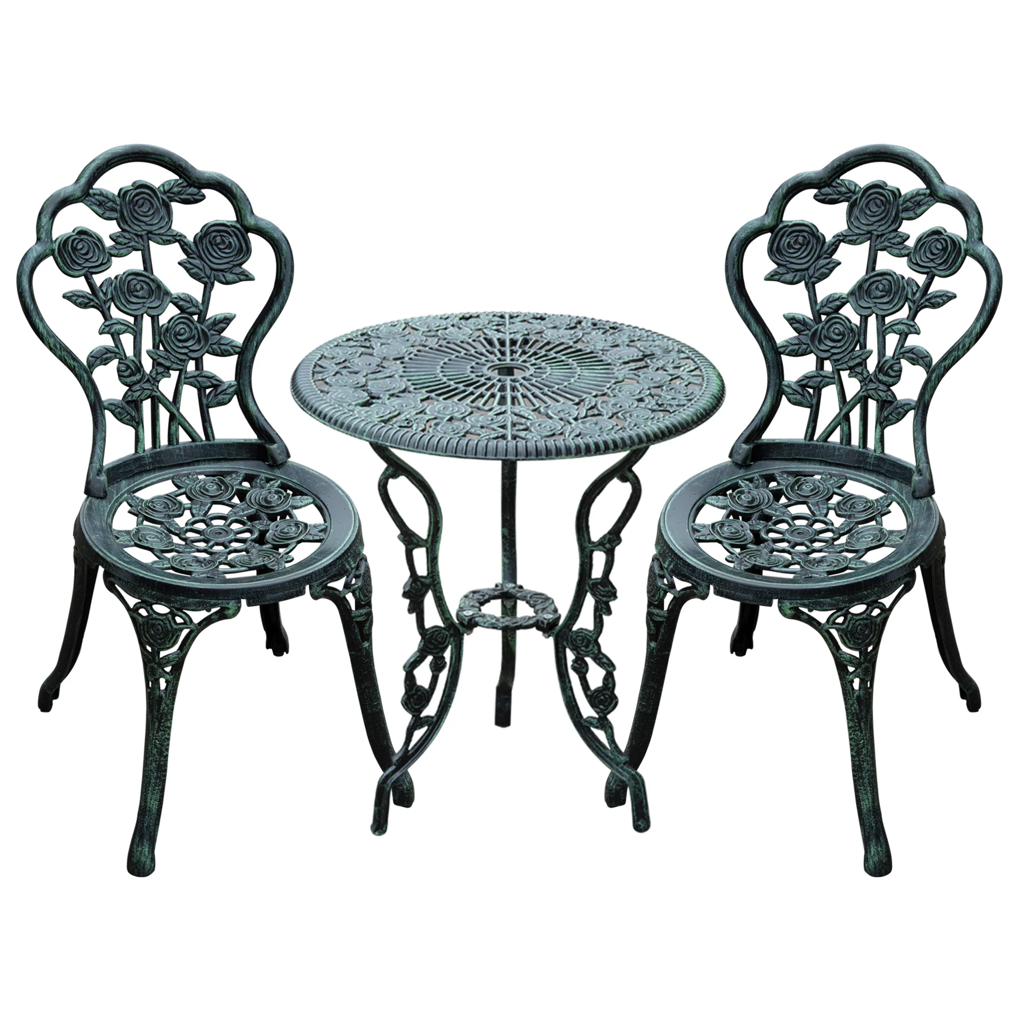 3-delige bistroset Balkonset tuinmeubelen balkon gegoten aluminium antiek groen