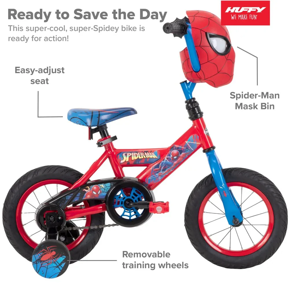 Huffy Marvel Spider-Man 12′′ Boys’ Bike with Training Wheels, Easy Assembly, Ages 3-5