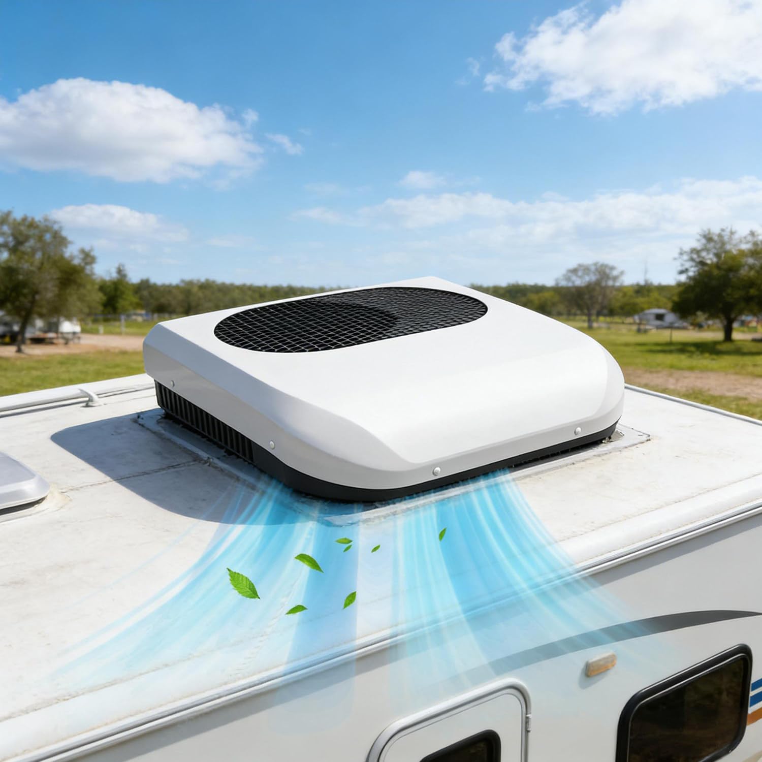 12v Klimaanlage Wohnmobil, Dachklimaanlage, Auto Klimaanlage, 12000 Btu, 5 Verstellbare Gebläsestufen, 1900 W Kühlleistung, 470 CFM, Für Wohnmobile, Camper, Autos, Sattelauflieger, Lastwagen 24V