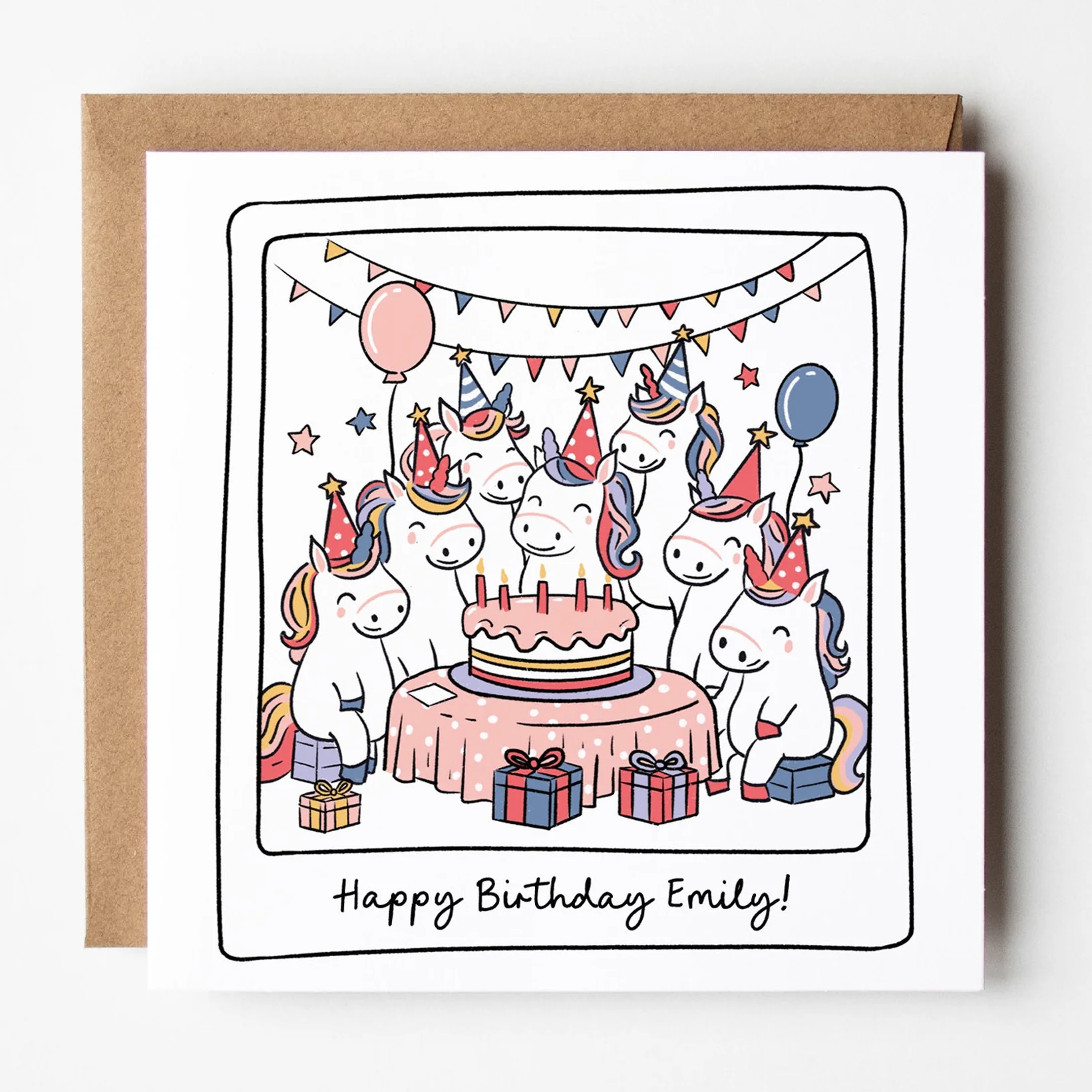 Personalised Unicorn Birthday Party Card