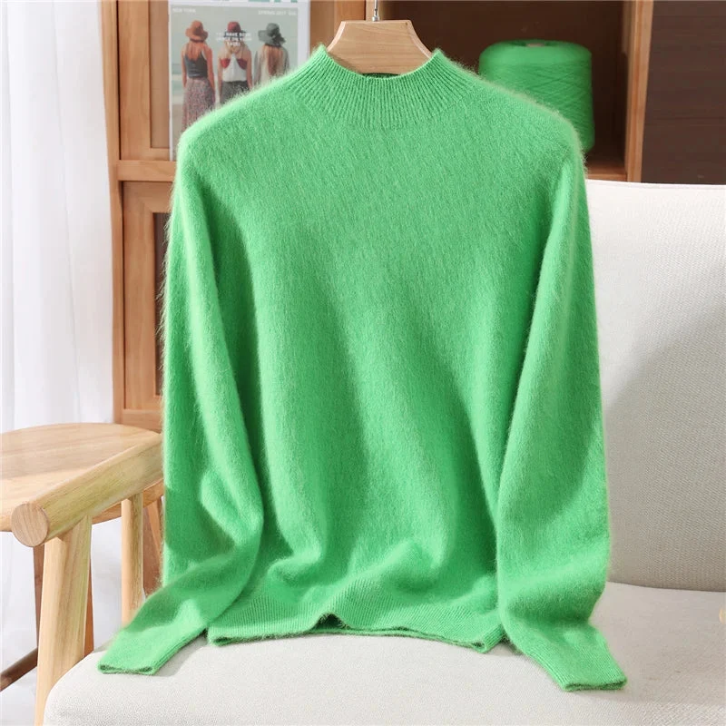 Women��s Soft Knit Sweater Relaxed Fit Mock Neck Design