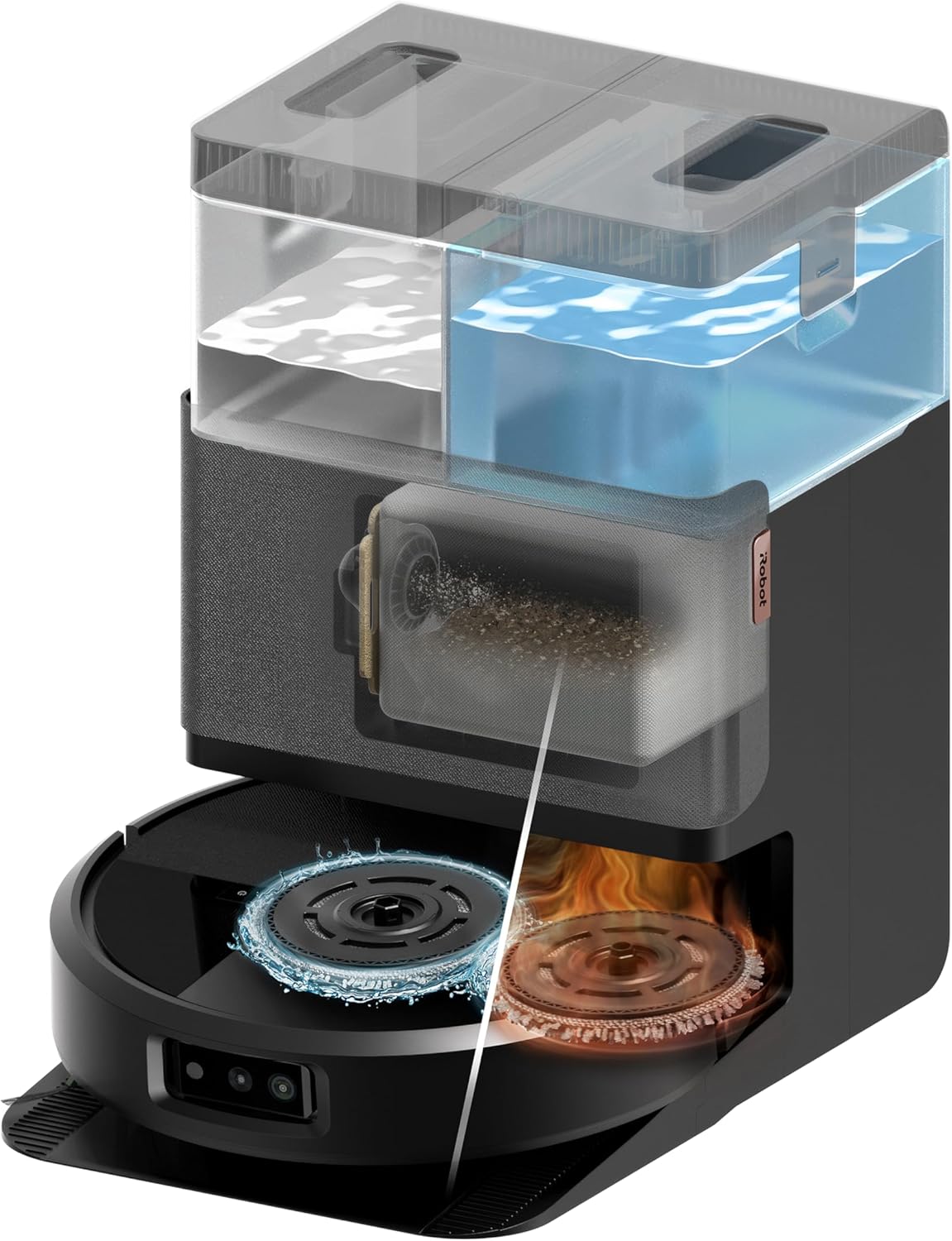 iRobot Roomba Plus 505 Combo Robot + AutoWash - Base Multifonction - Lavage et séchage à l'air Chaud des lingettes - PrecisionVision IA - LiDAR Clearview Pro - 75 Jours d'autovidage - Noir