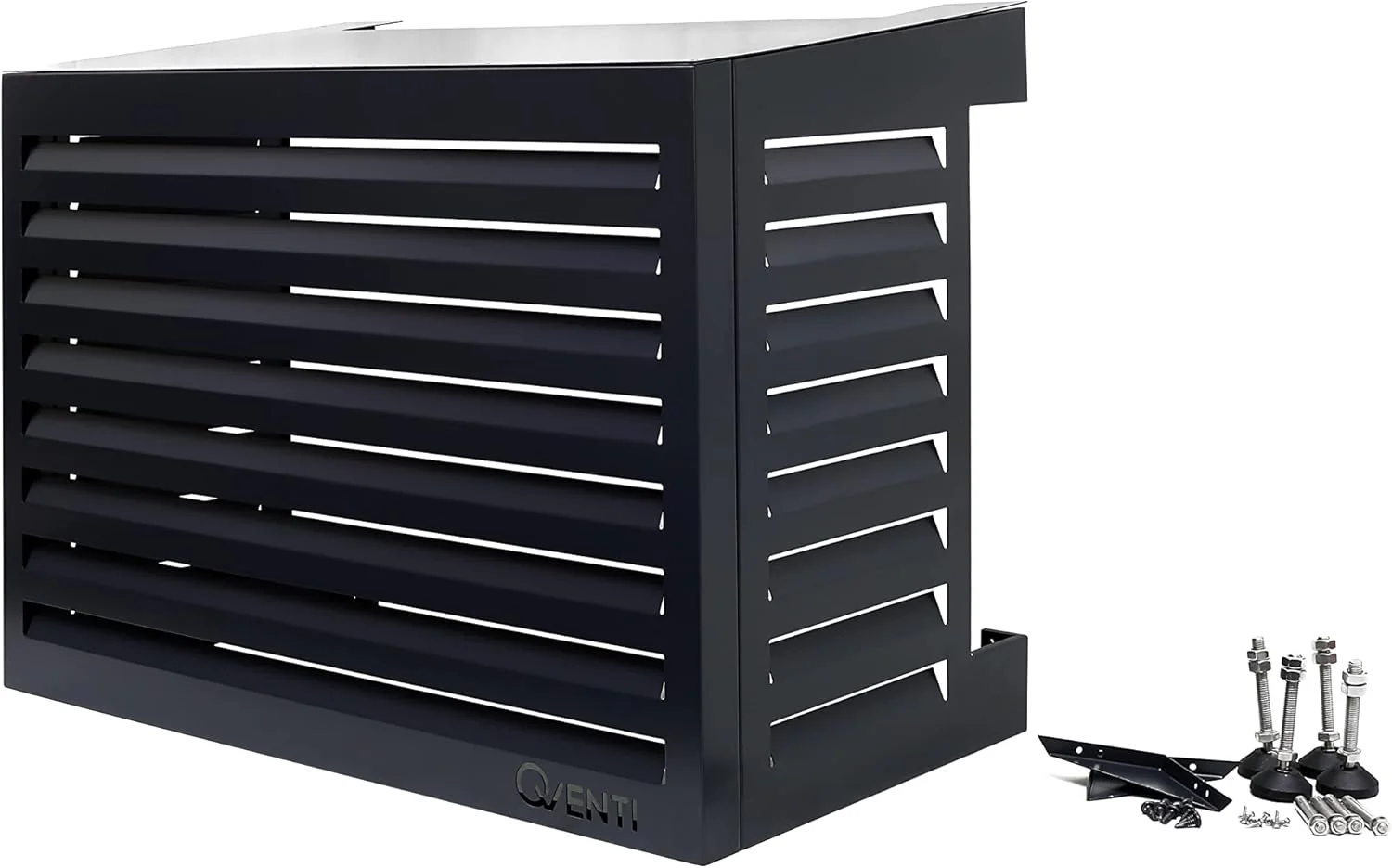 Qventi Abdeckung für Klimaanlage - Anthrazit/Grau - Aluminium - Schutzgitter - Verkleidung - Einfache Montage - Größe S - Außenmaße (LxBxH): 100 x 50 x 75 cm