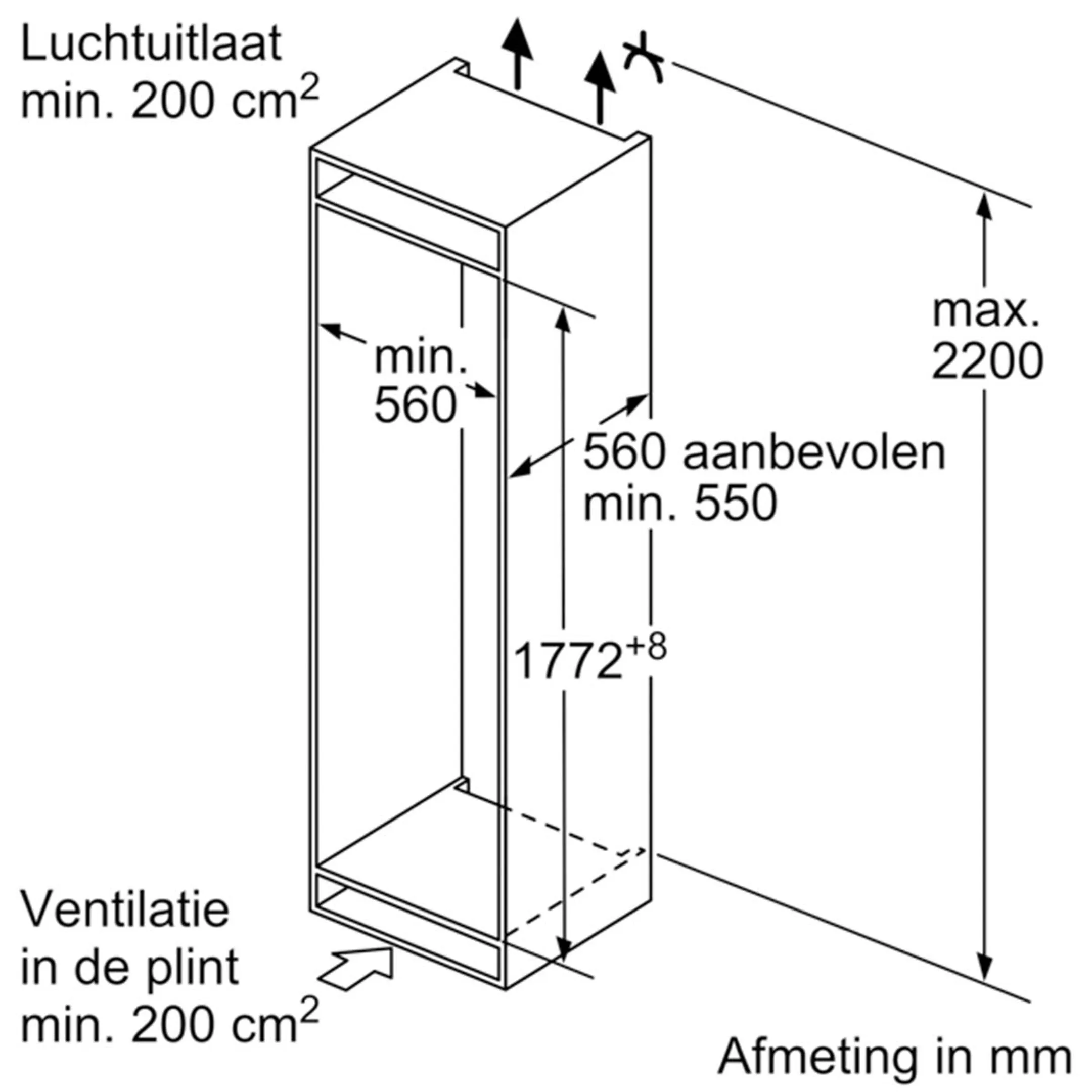 Siemens Inbouw koelkast met diepvries KI87VVFE1