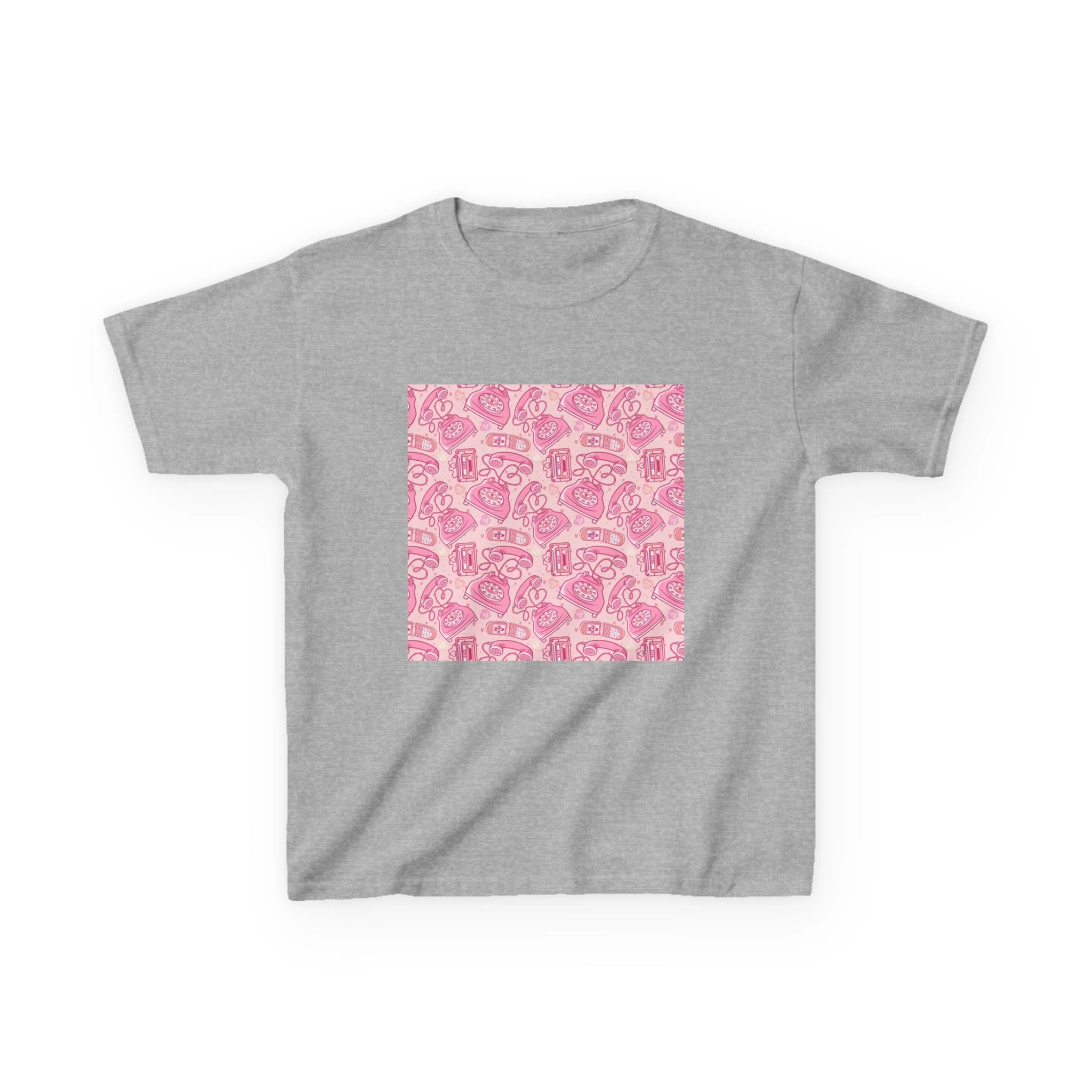 Pink Cute Animals Pattern Kids T-Shirt | Square Graphic Tee