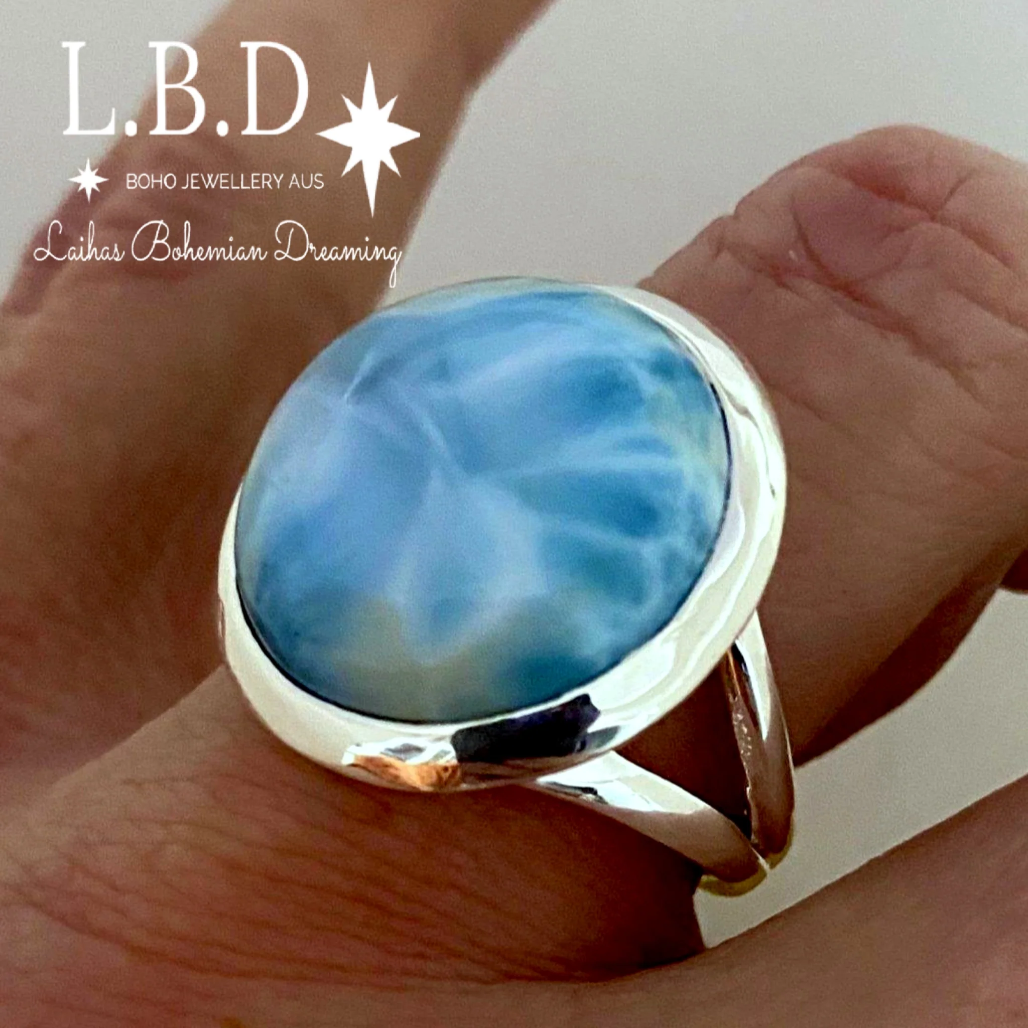 Larimar Ring- Large Round Classic Chic