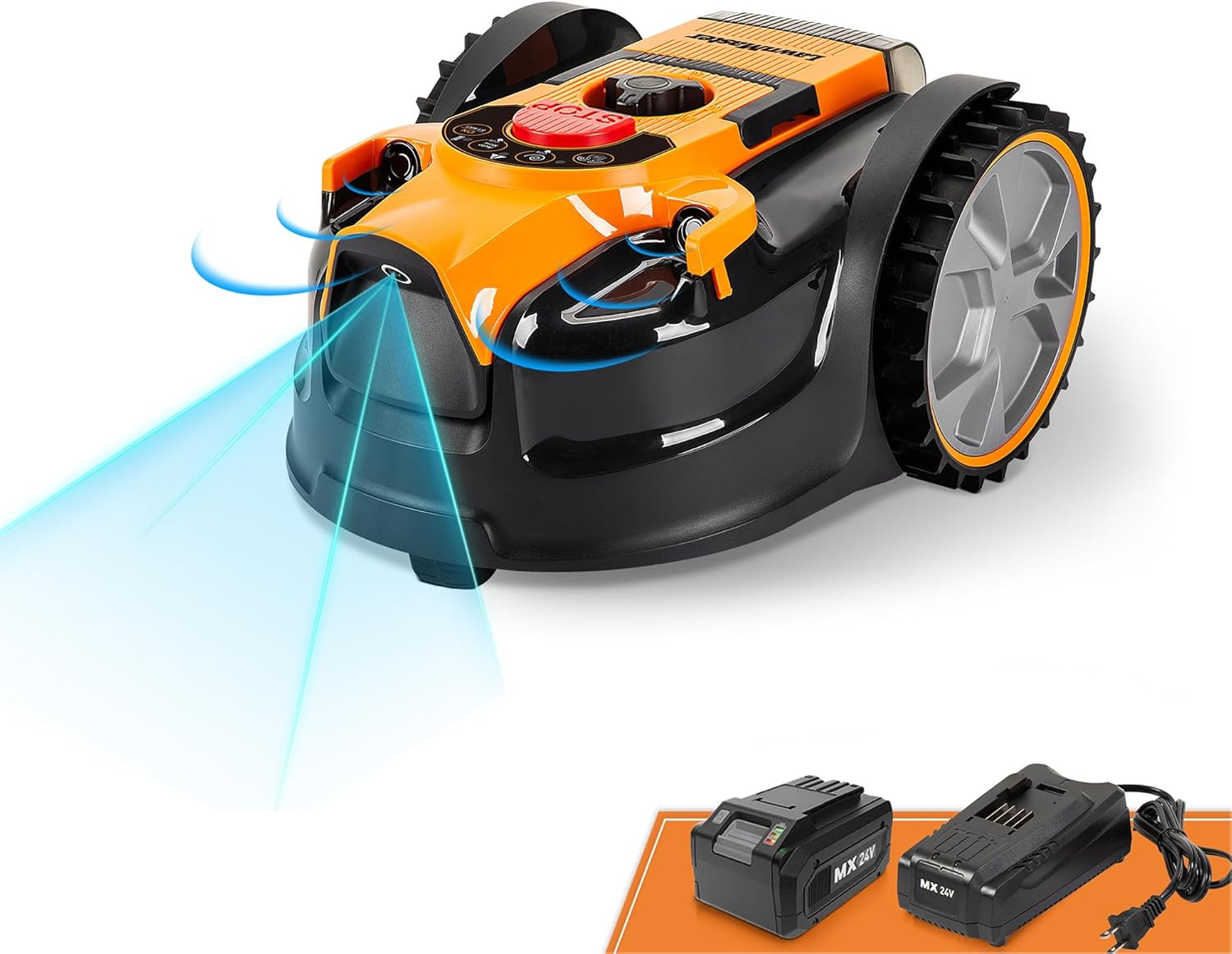 Lawnmaster Tondeuses Robot OcuMow™ sans câble périmétrique, Coupe 150 m² de Gazon avec Une Batterie complètement chargée, Evitement d’Obstacles, Faible Bruit
