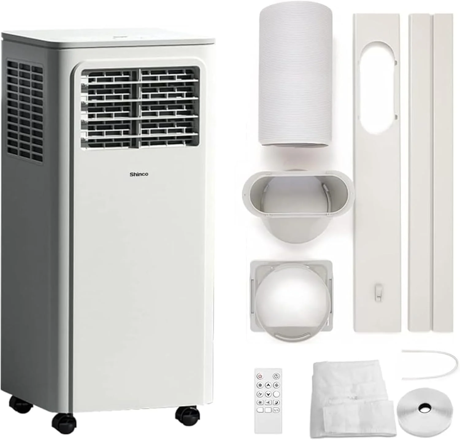 SHINCO Mobile Klimaanlage mit Abluftschlauch, 9000BTU, 2,6 kW, Kühlen&Ventilieren&Entfeuchten, Mobiles Klimagert mit Schlafmodus, Raumgre bis 22㎡, 24-Stunden-Timer