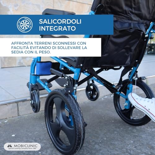 Mobiclinic, Sedia a rotelle da transito, Pirámide, Carrozzina pieghevole, Alluminio, Freno sulle maniglie, Per anziani, Poggiapiedi, Braccioli, Marchio ce, Leggera, Seduta 46 cm, Blu : Amazon.it: Salute e cura della persona