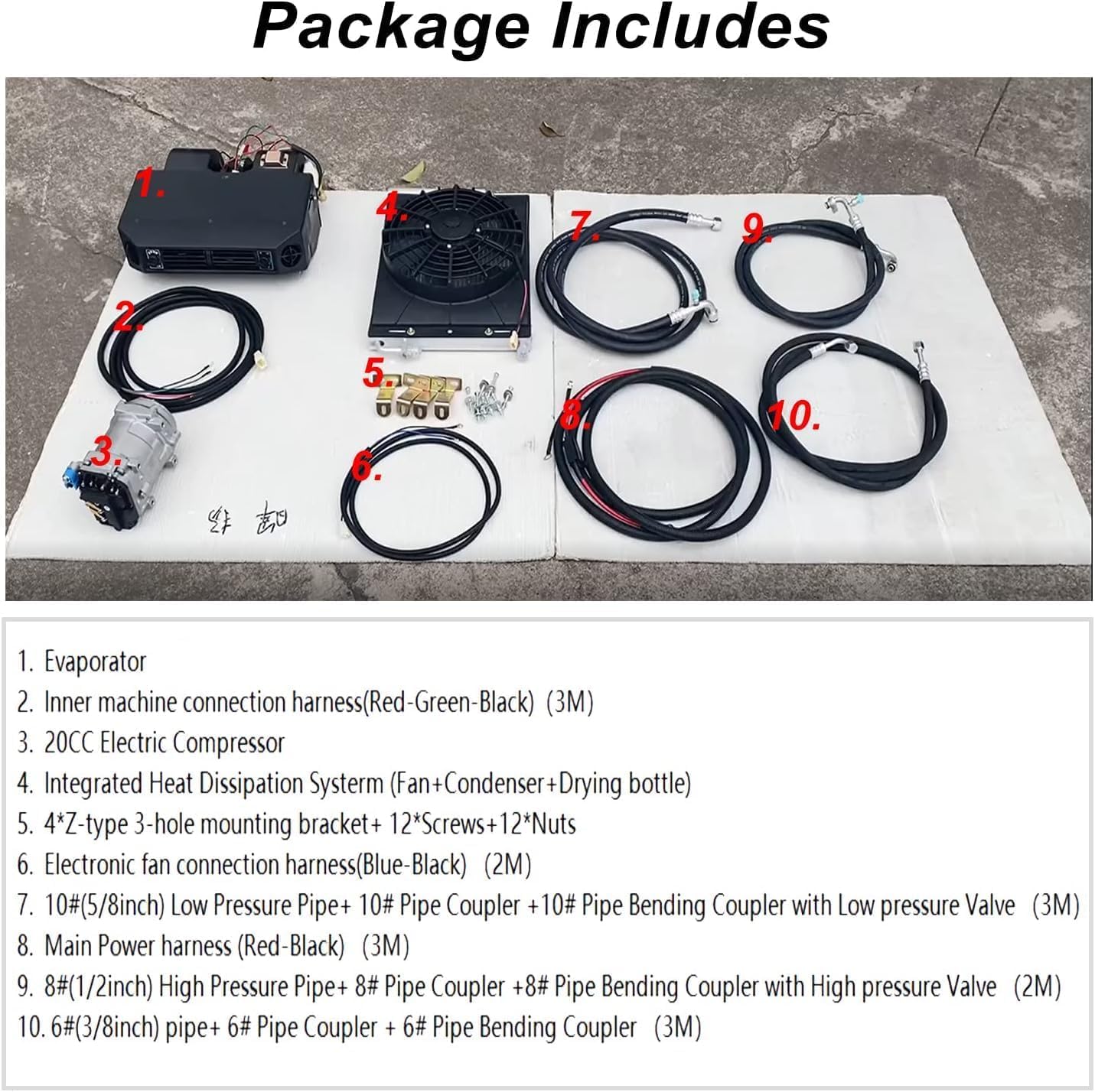 12V 10000BTU Unter der Armaturenbrett-Klimaanlage mit Kühl- und Heizfunktionen,12v air conditioner，under dash ac kit， leiser Betrieb，einfache Installation，Schnelle Abkühlung für Classic Car RV Van