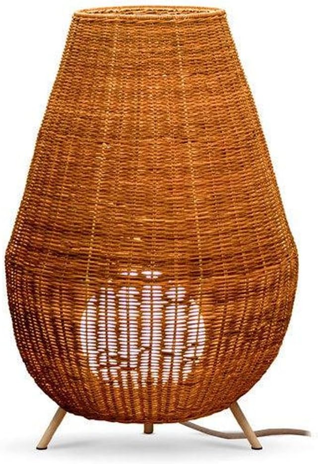 Licht-Erlebnisse Außenleuchte Rattan LED Akku IP54 72 cm hoch mit Fernbedienung Dimmer kabellos tragbar Outdoor Bodenleuchte Balkon Terrasse