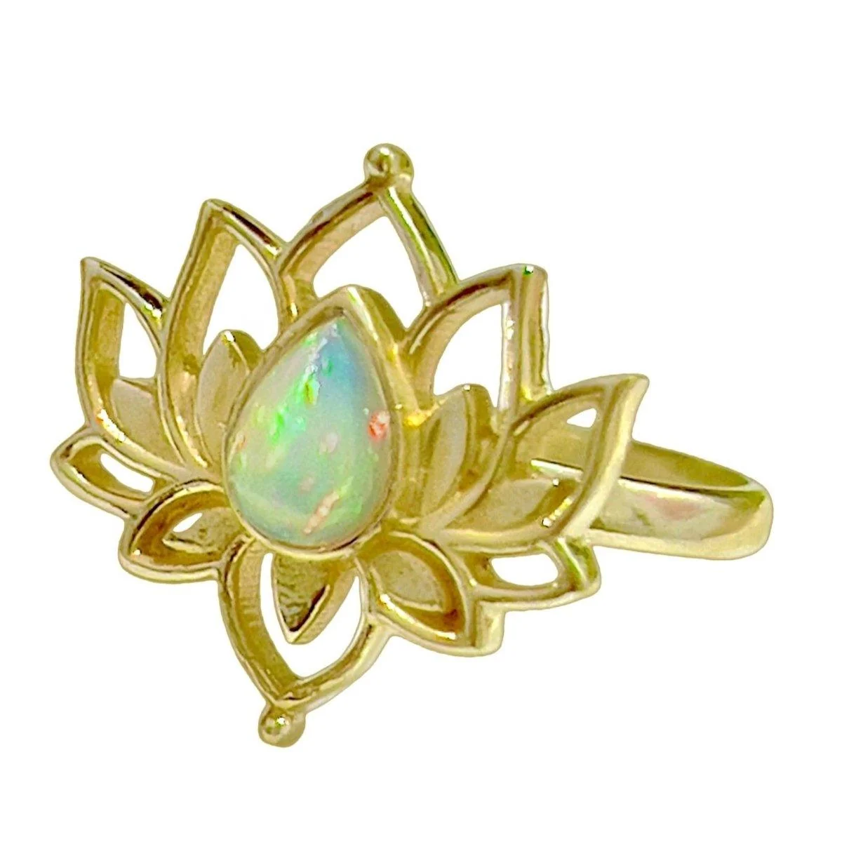 Laihas Opulent Lotus Flower Gold Opal Ring-