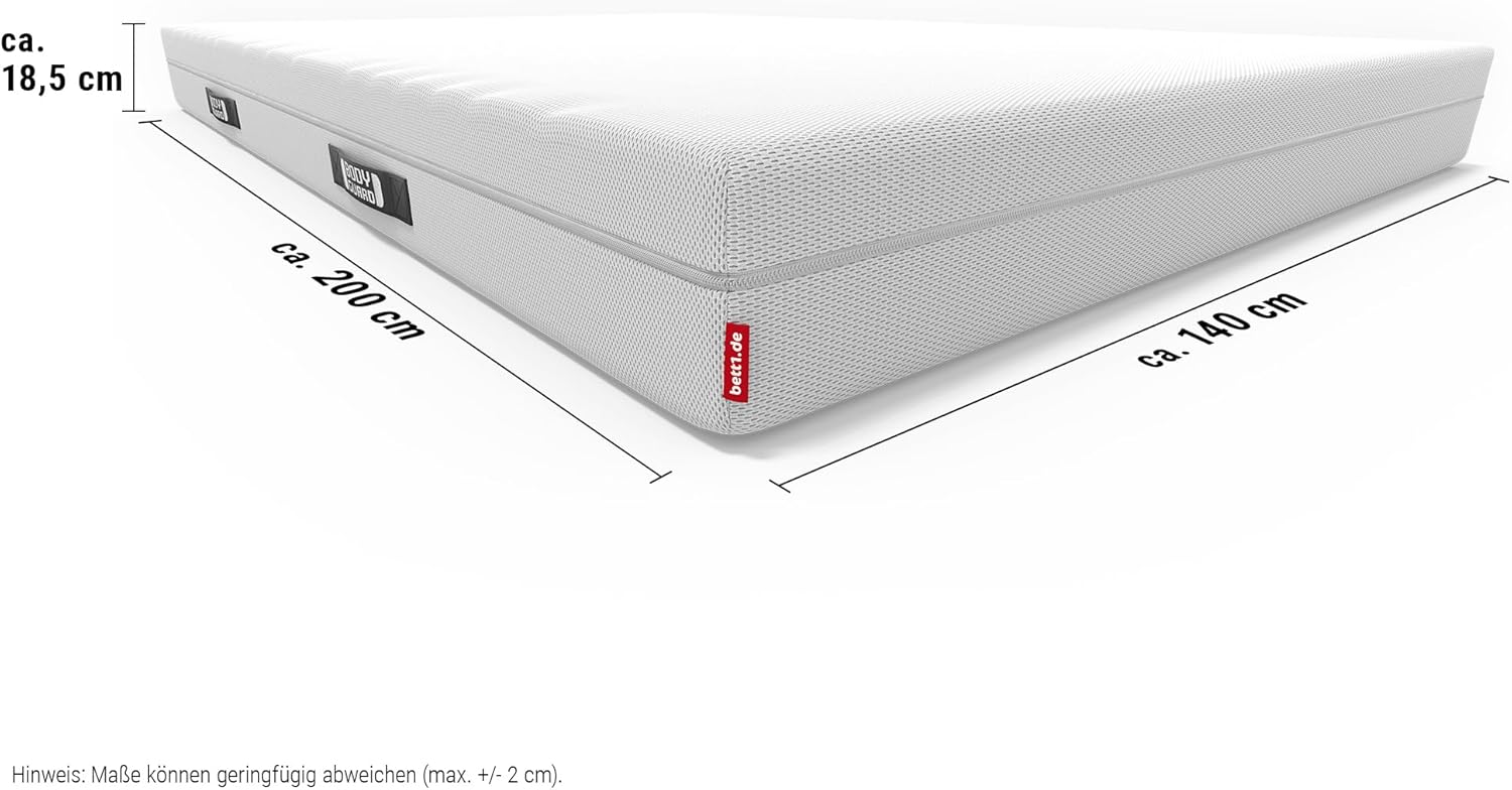 Bodyguard bett1 Anti-Kartell-Matratze 140x200. Deutschlands meistgekaufte Matratze (2in1 Liegehärten, Mittelfest & Fester, Bezug 60°C waschbar, Oeko-TEX 100, Ergonomiemodule, QXSchaum)
