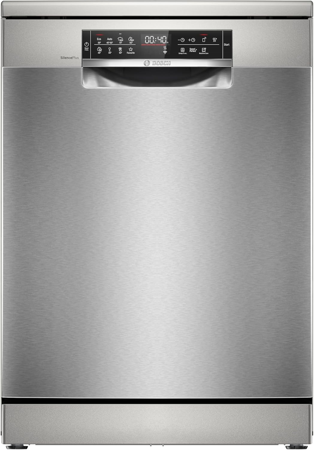 SMS8ECI02E Series 8, Freestanding Smart Dishwasher, 14 Places, Customisable Baskets, EcoSilence Drive Motor, Intensive Wash, Steel, 60 cm