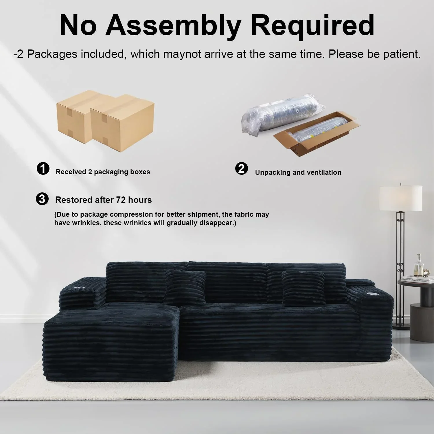 Cloud Sectional Couch with L Shape Chaise Modern Modular Sofa with Deep Seat Built in Cup Holder