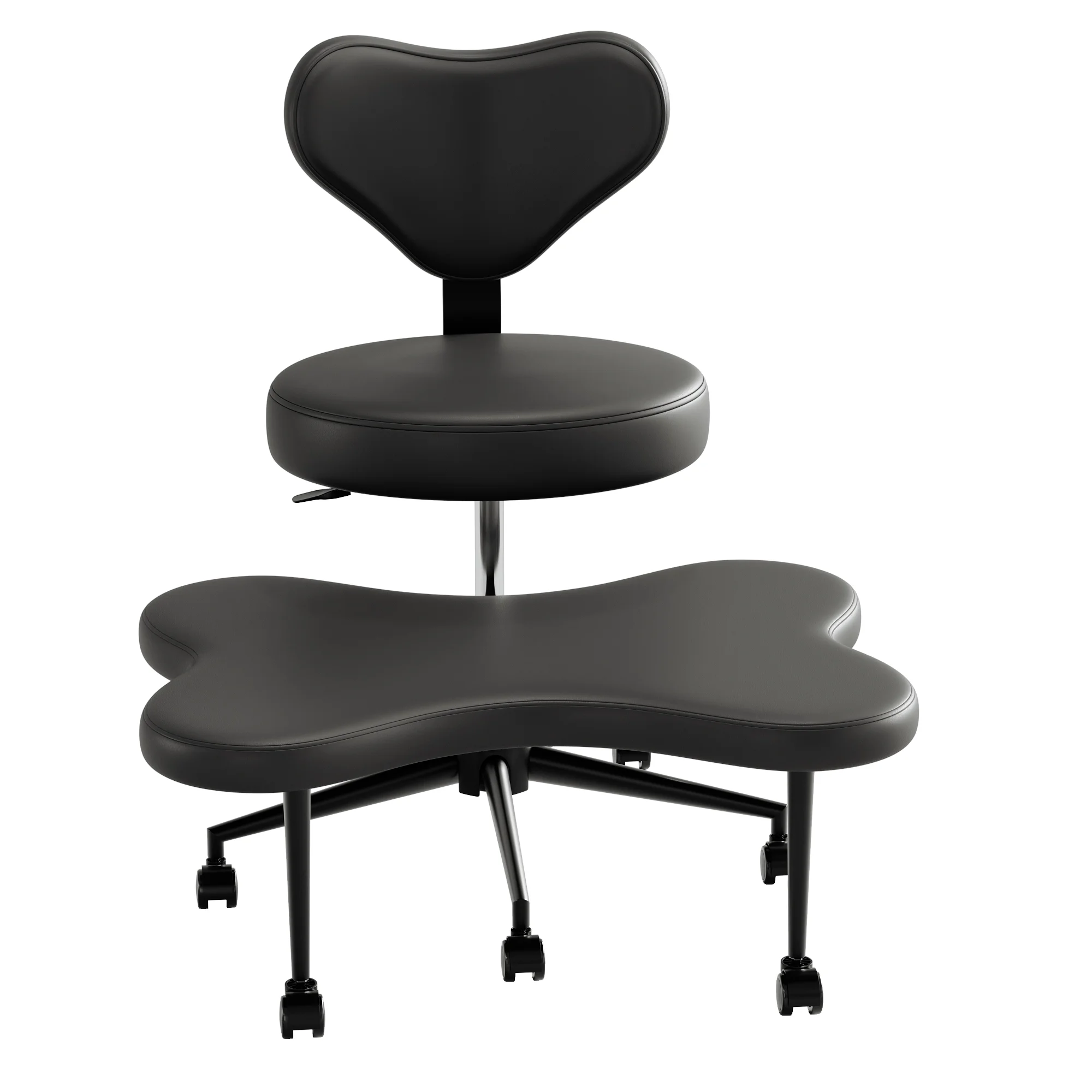 Pinmoco Ergonomic Cross Legged Swivel Chair, Adjustable Height and Teddy Fabric, Meditation& ADHD Chair with Back Support, Home and Office, Off White