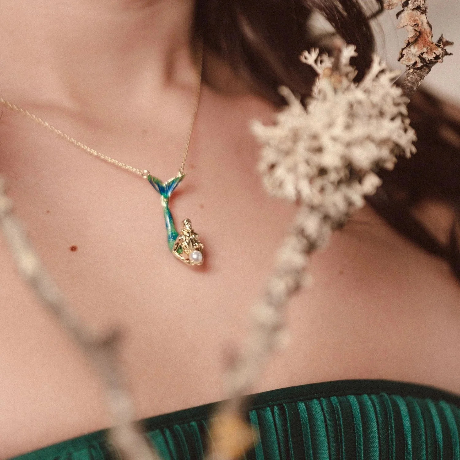 Mermaid Enamel Pendant