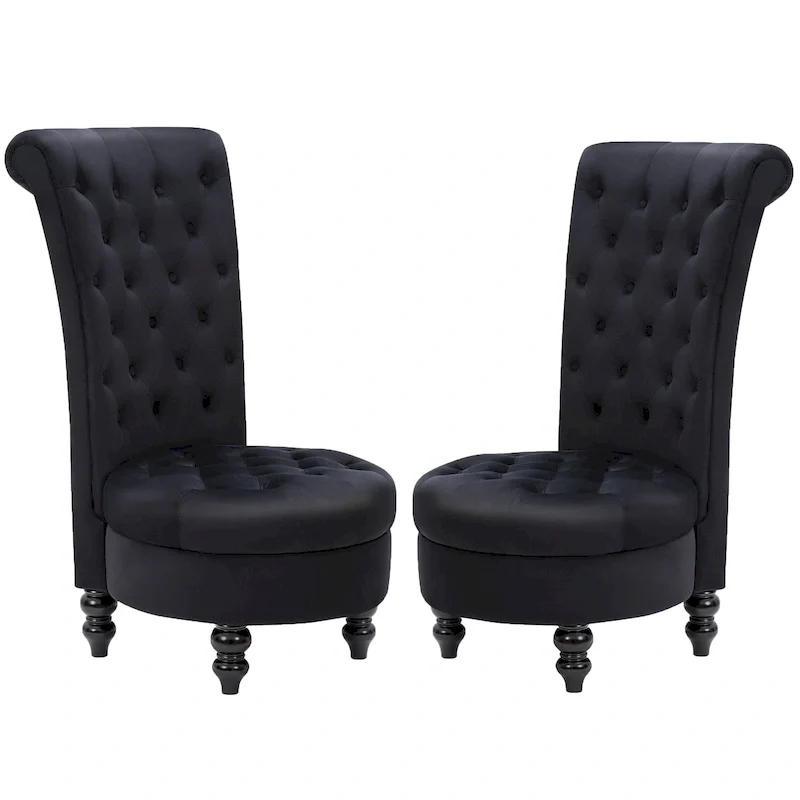 AVAWING Set of 2 Throne Royal Chair Thick Padding and Rubberwood Legs