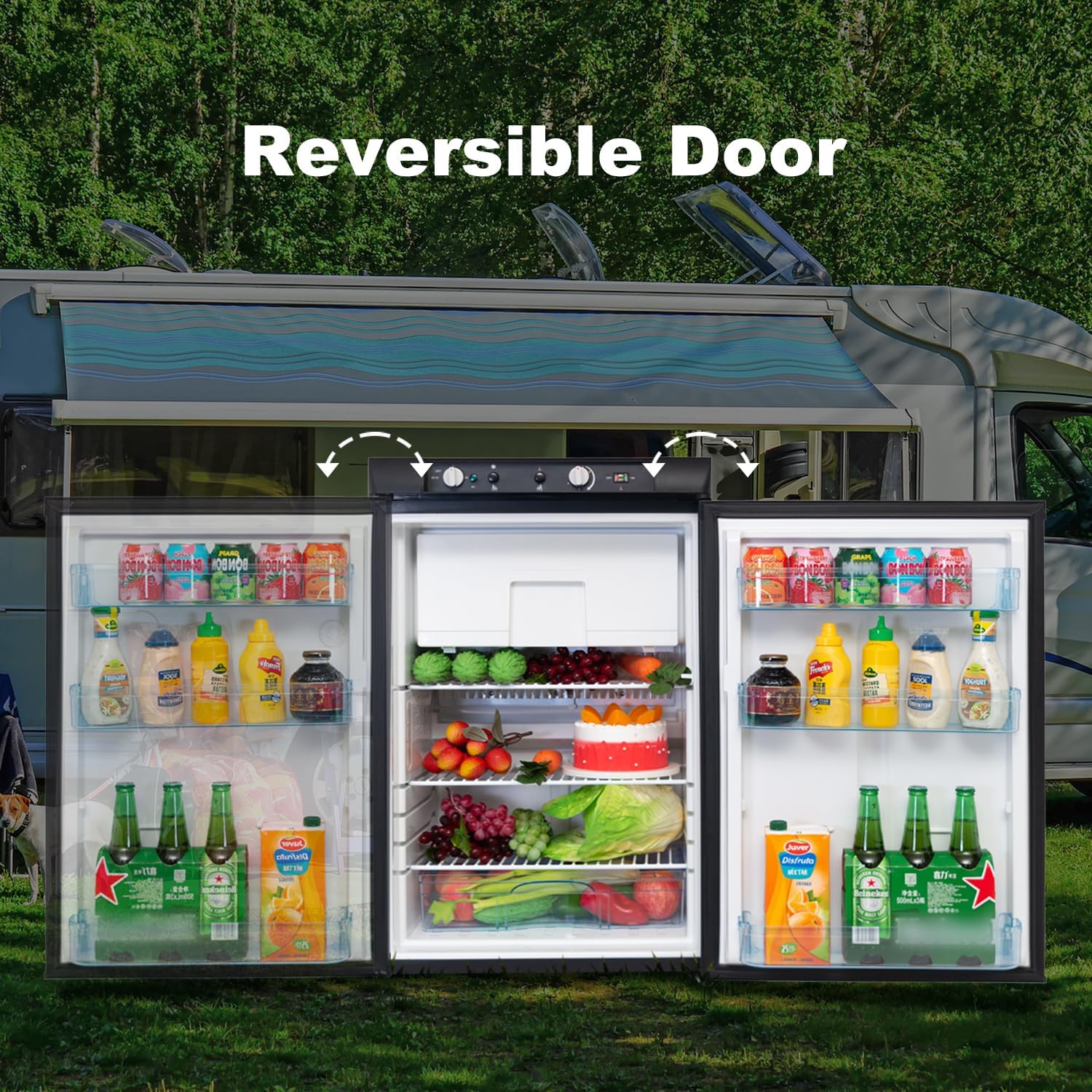 Smeta Kühlschrank, Gas, 100 l, Campingauto, 12 V, 220 V, Dreifach-Kühlschrank, Gefrierschrank, Wohnwagen, Garage, Mobilheim, Schlafzimmer, Haus, leise, Schwarz
