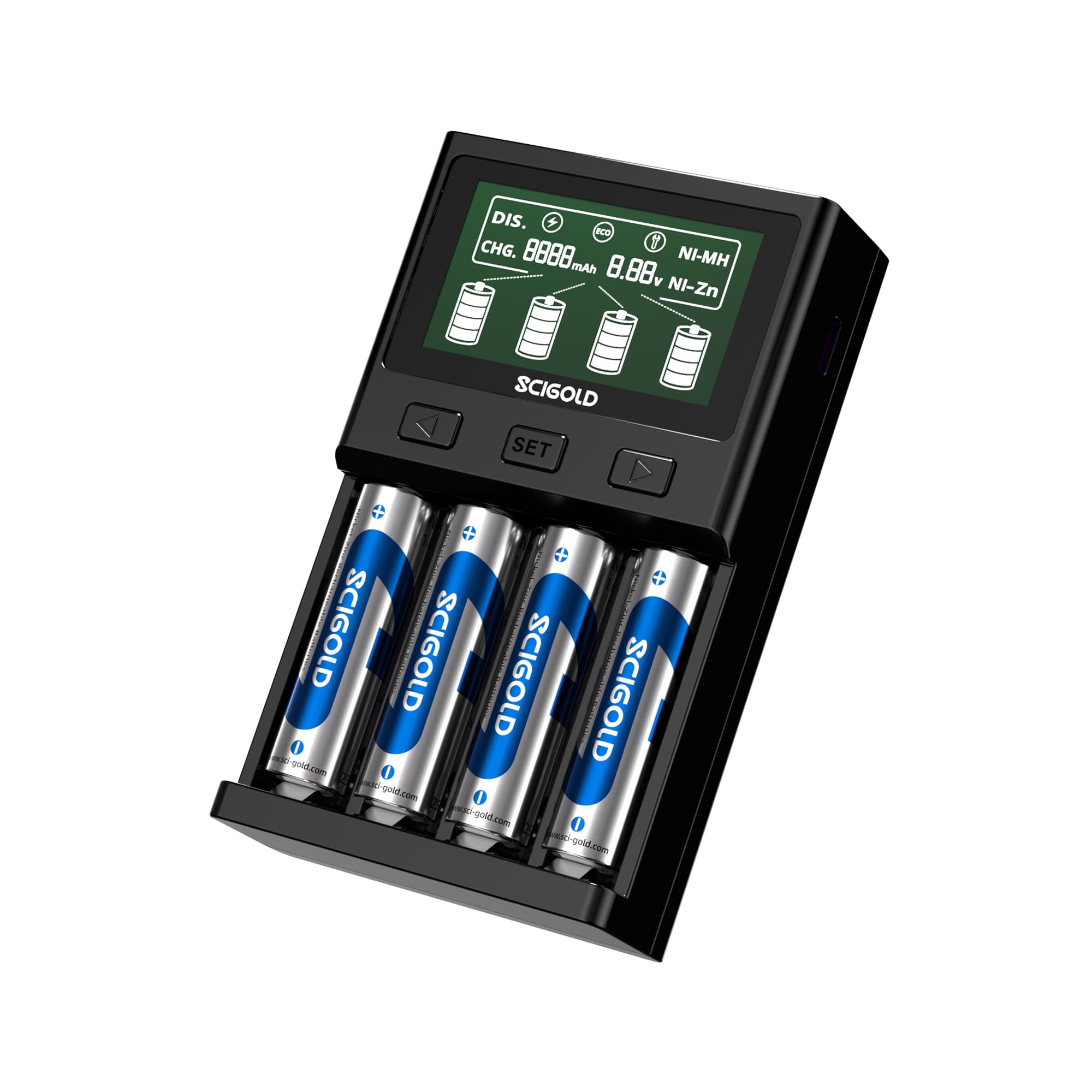 Scigold 4 Ni-Zn AA Batteries & Ni-Zn/Ni-MH Battery Fast Smart Charger