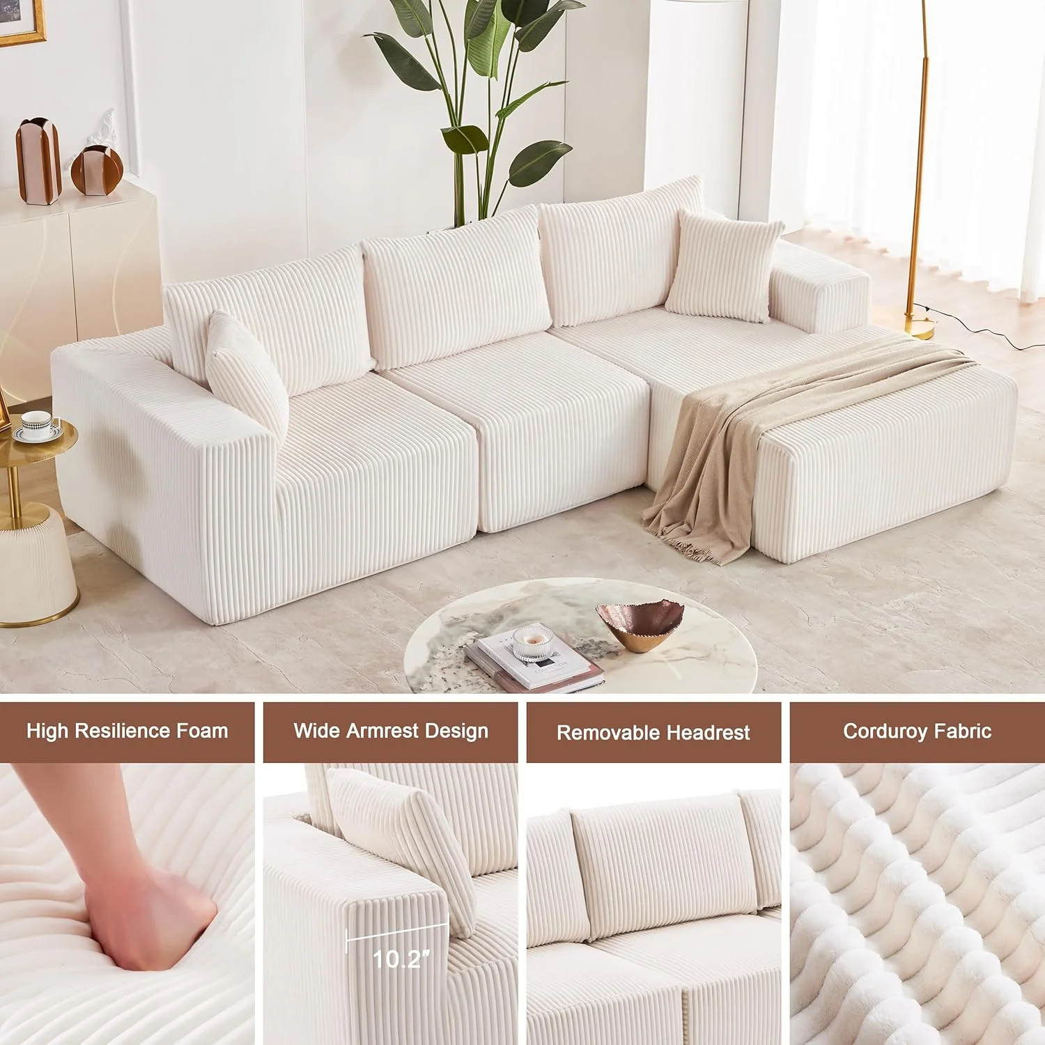 108 Modular Sectional Sofa Cloud Sectional Couch Modern Modular L-Shape Sofa Couch
