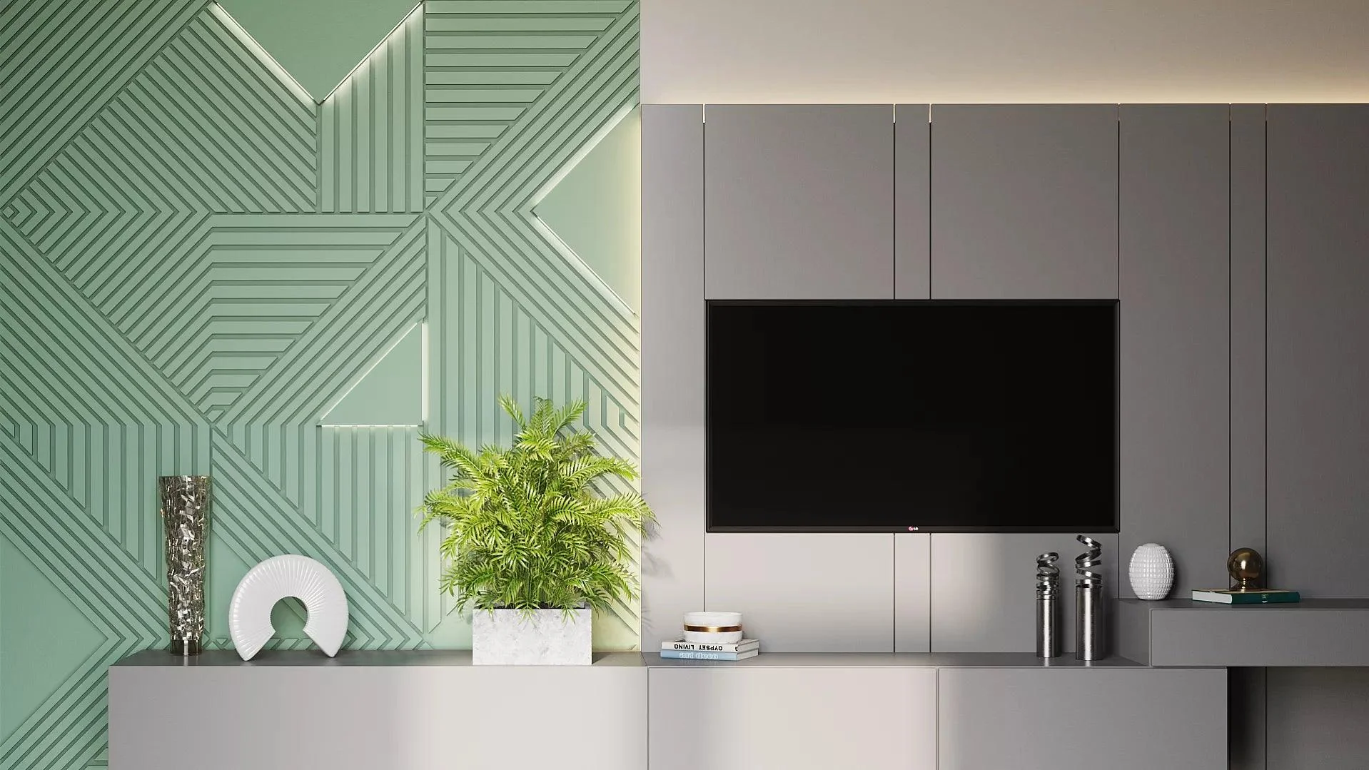 GYPSUM 3D WALL PANEL | TRINITY + LED 0021