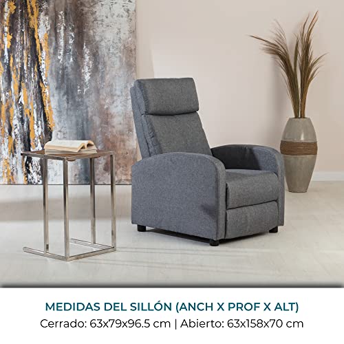 Don Descanso   Poltrona Relax Tessuto Verona Grigio, con Poggiapiedi, Sistema di Apertura Push, Compatta, Sdraiate fino a 160º e Posizione Zero (81.5x66.5x97.5 cm) : Amazon.it: Casa e cucina