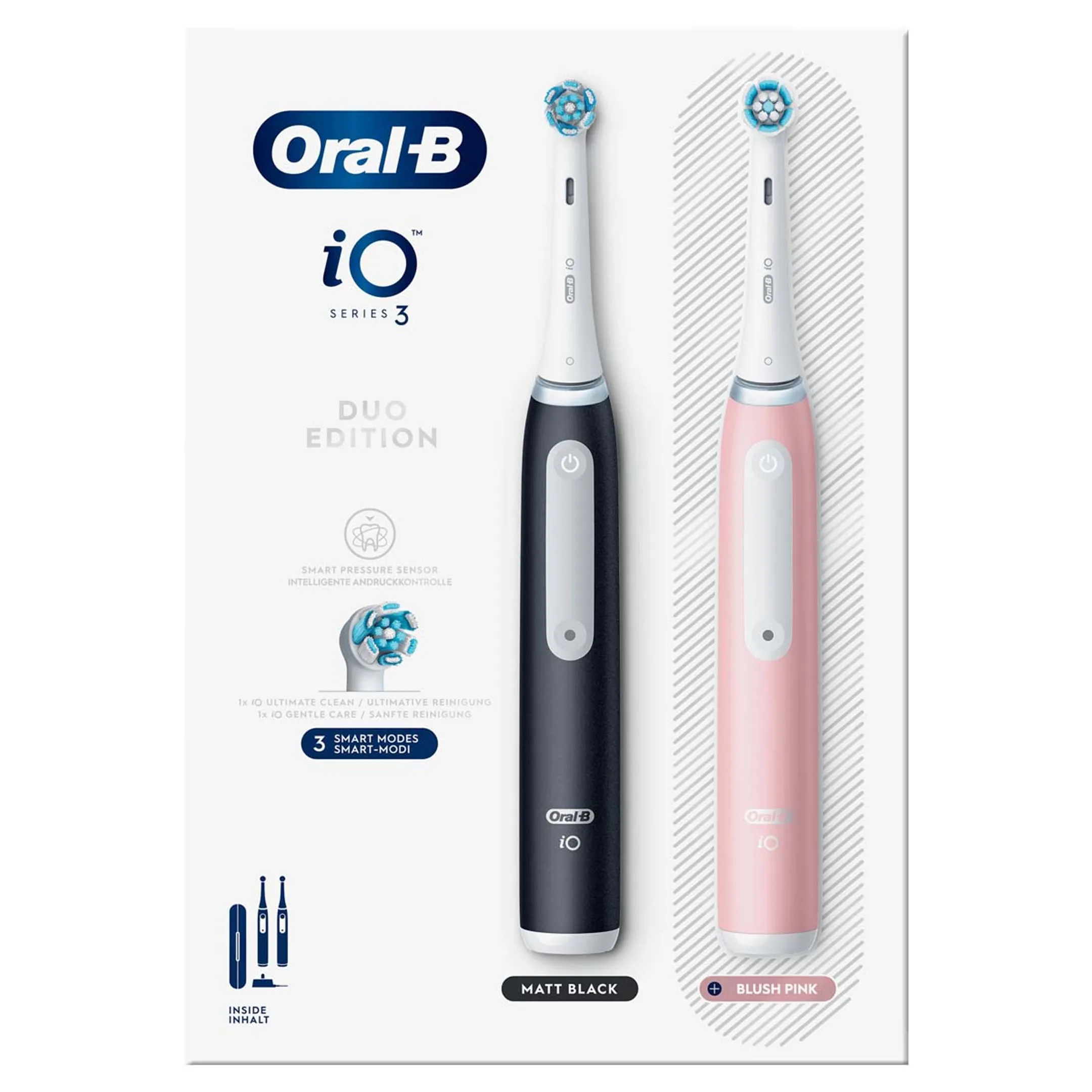 Oral-B Elektrische Tandenborstels iO3 Duo Zwart/Roze + Reisetui