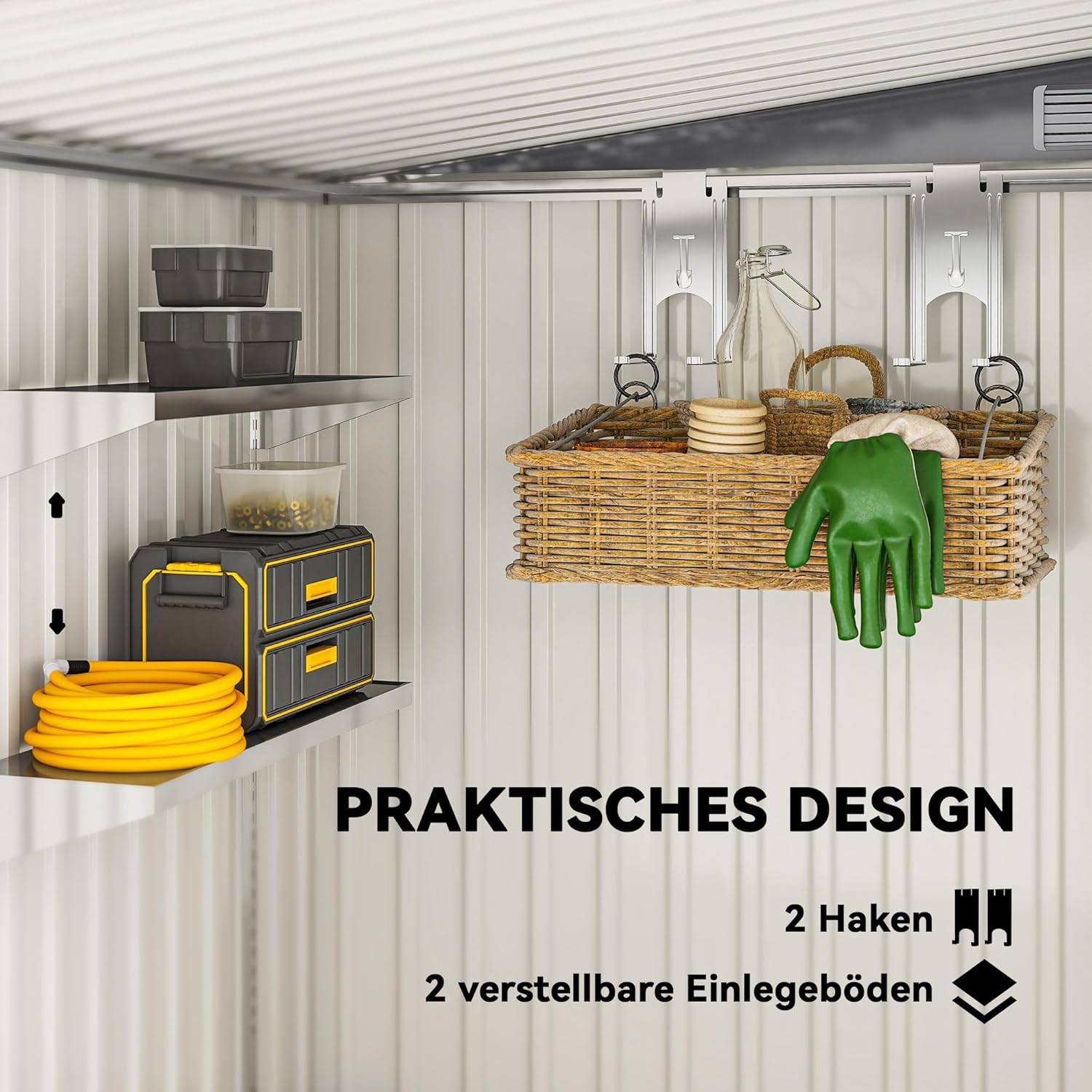 Outsunny Metall Gerätehaus 2,81m² 154x206,5x181 cm Geräteschuppen mit Pultdach Fundament Schiebetür wetterfest Gartenhaus Outdoor Garten Schuppen Schrank für Hinterhof Außenbereich Dunkelgrau