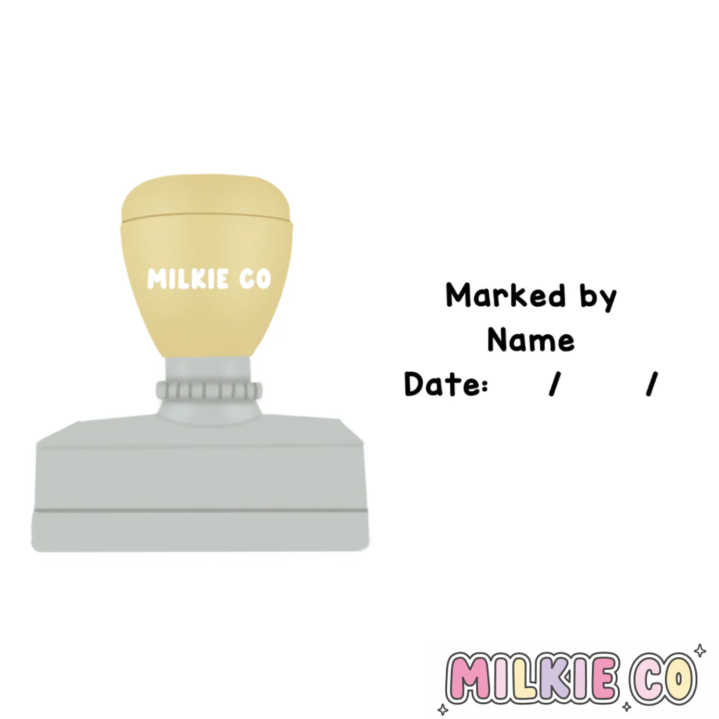 Rectangular: 'Marked by' and Date Stamp