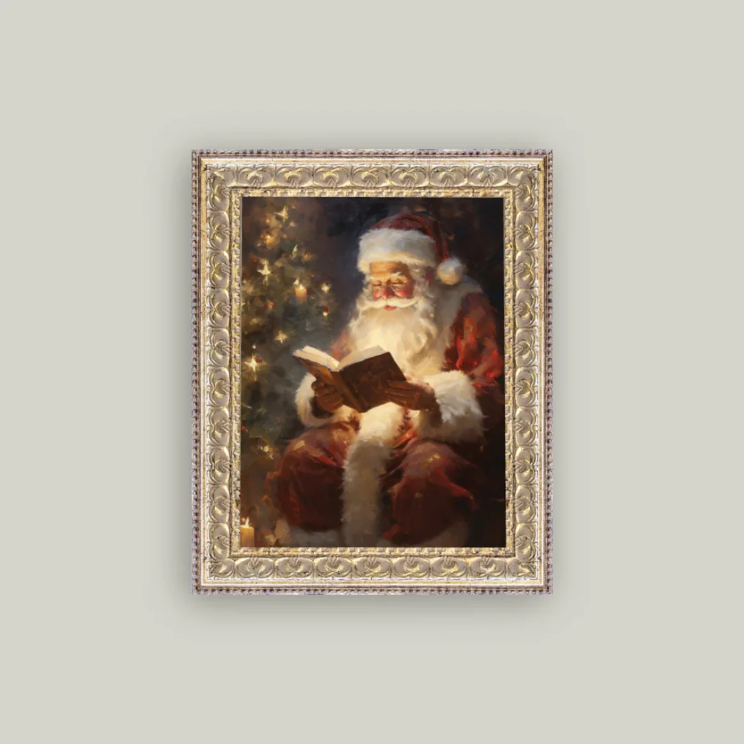 Classic Santa Framed Antique Inspired Art