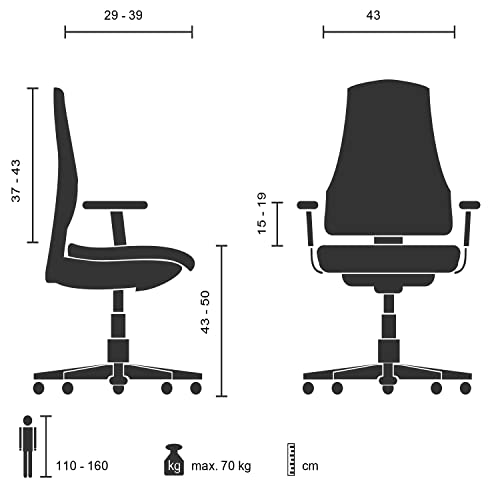 HJH Office 640510 Sedia da Ufficio Girevole per Bambini KID FLEX Tessuto, Sedia da Scrivania con Poggiapiedi, Regolabili in Altezza, Grigio : Casa e cucina